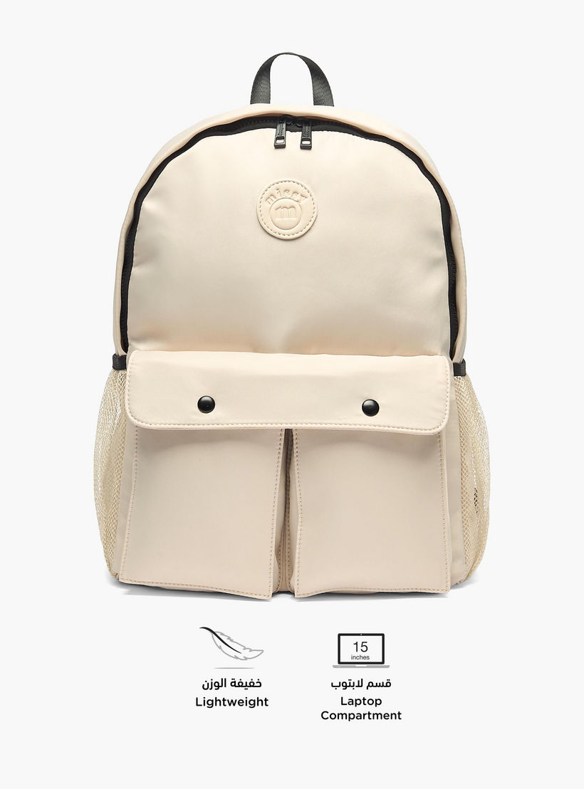 Missy Solid Backpack with Adjustable Straps and Zip Closure - 12x30x41 cm-men-bags-image-2
