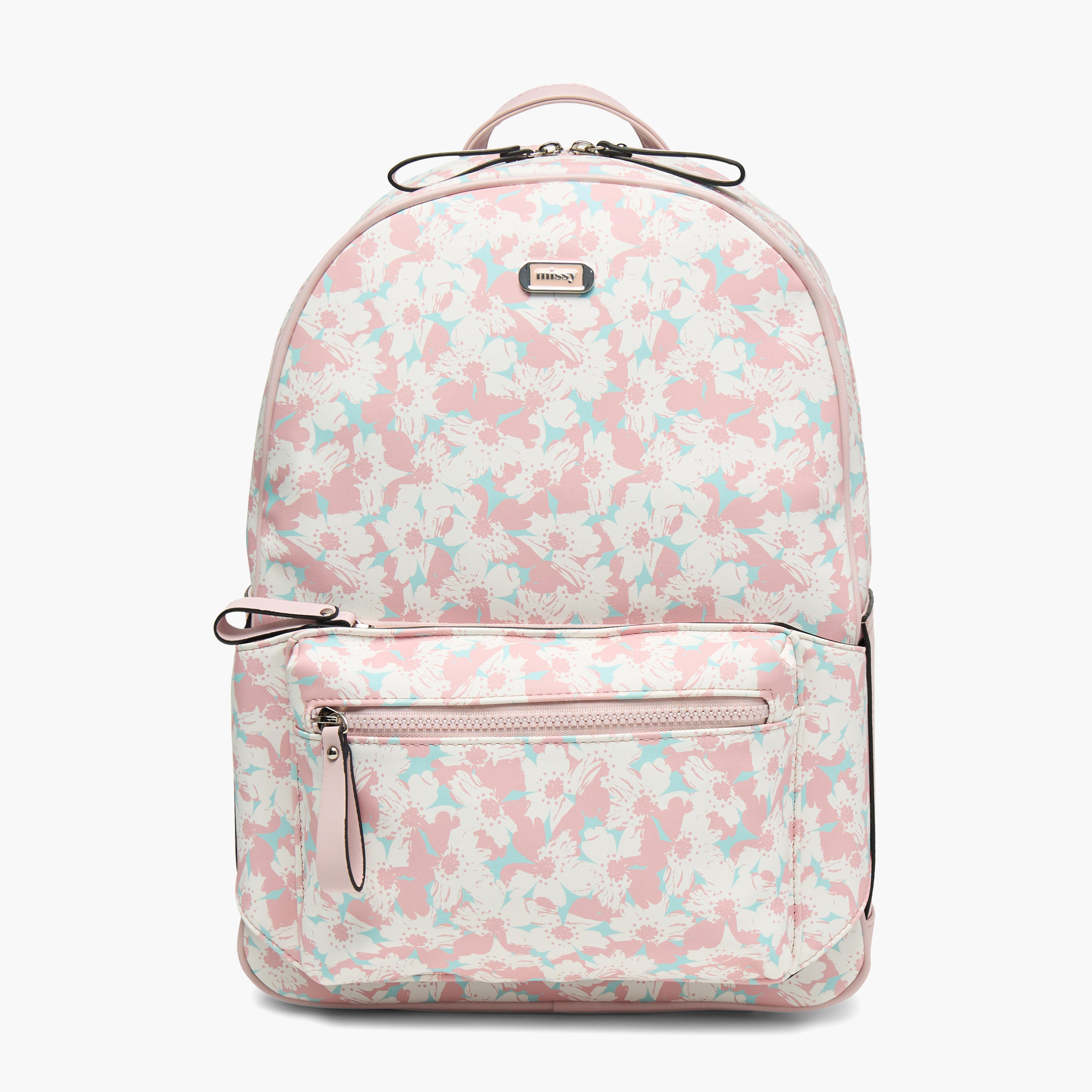 Missy Floral Print Backpack with Detachable Front Pocket - 31x40x13 cm-women-bagsandwallets-backpacks-image-1
