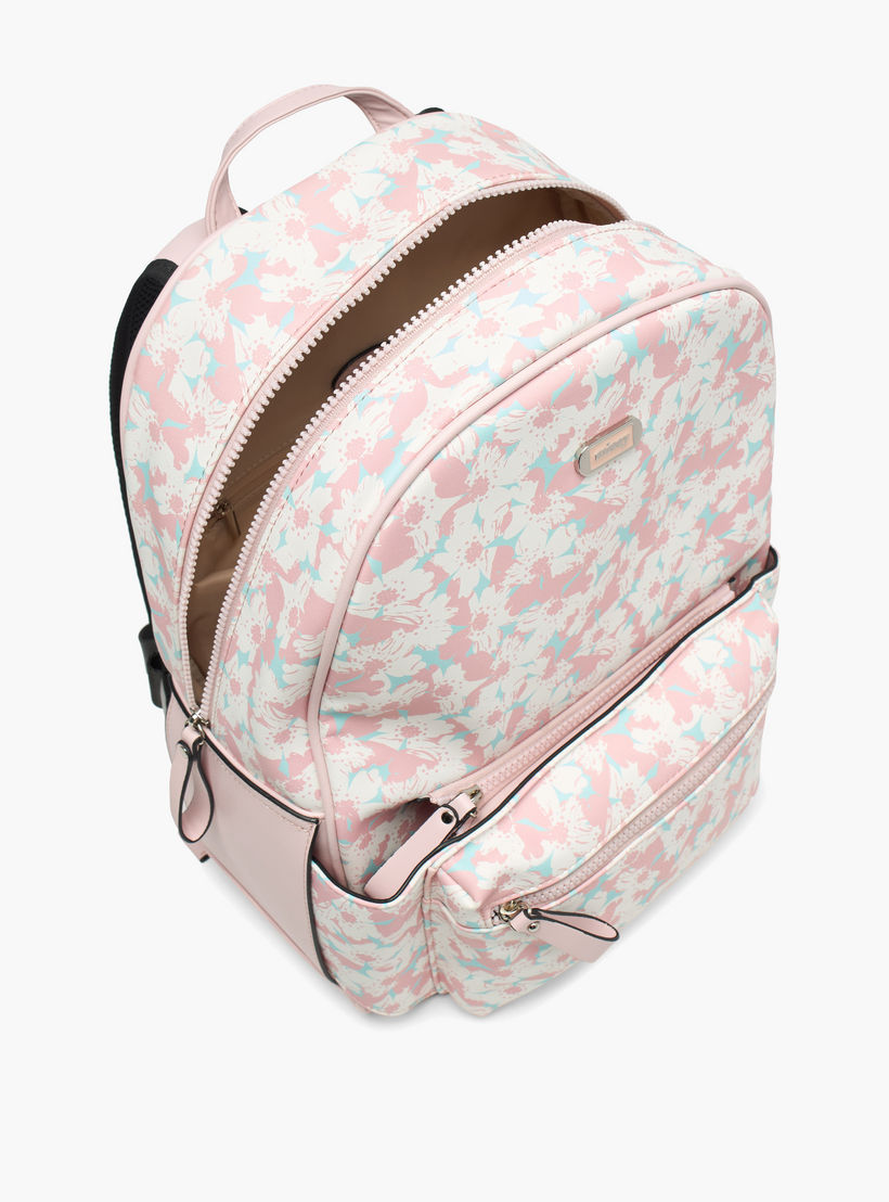 شنطة ظهر بطبعات زهور وجيب أمامي قابل للفصل من ميسي - 31x40x13 سم-women-bagsandwallets-backpacks-image-5