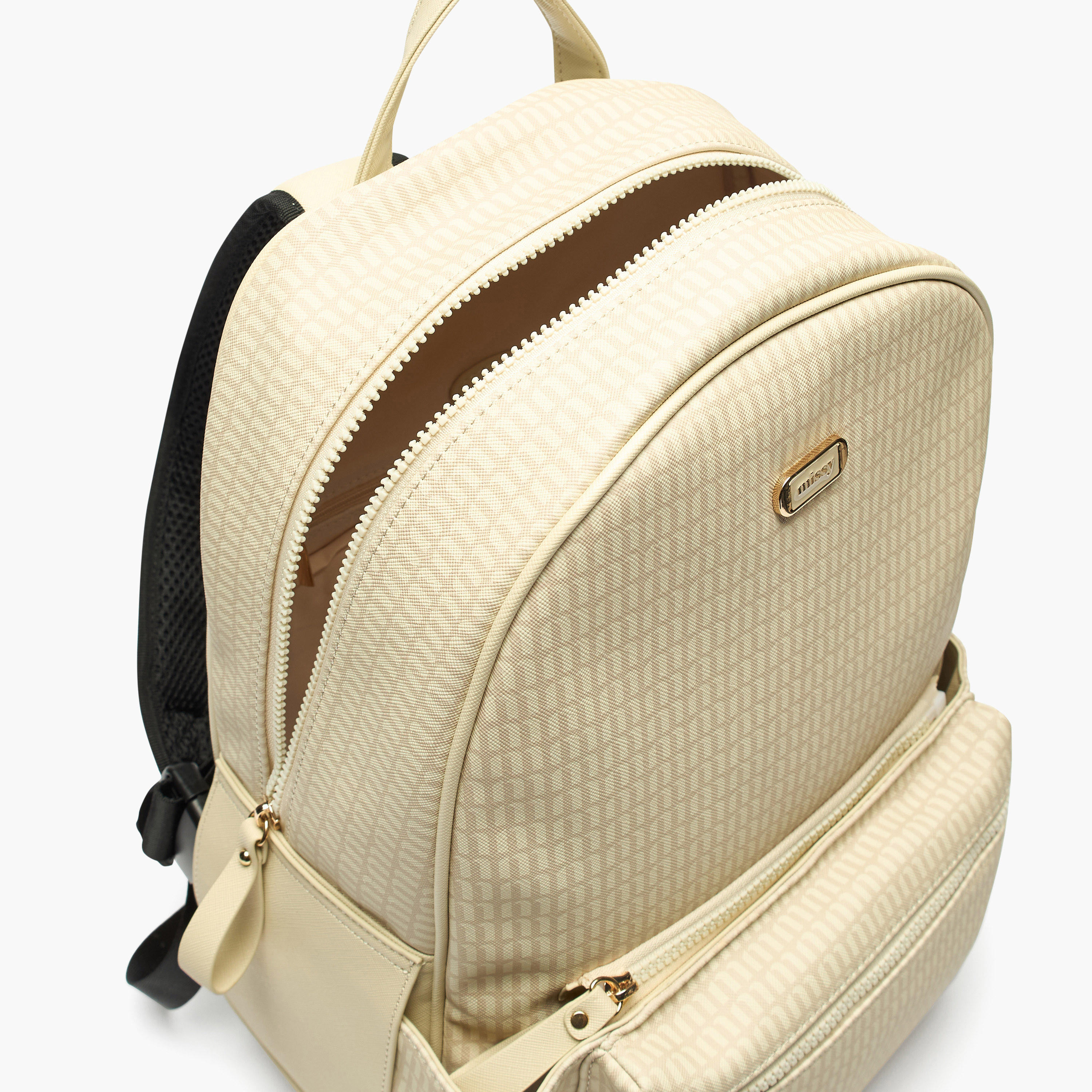 Missy Monogram Print Backpack with Adjustable Straps and Zip Closure - 31x13x40 cm-women-bagsandwallets-backpacks-image-5