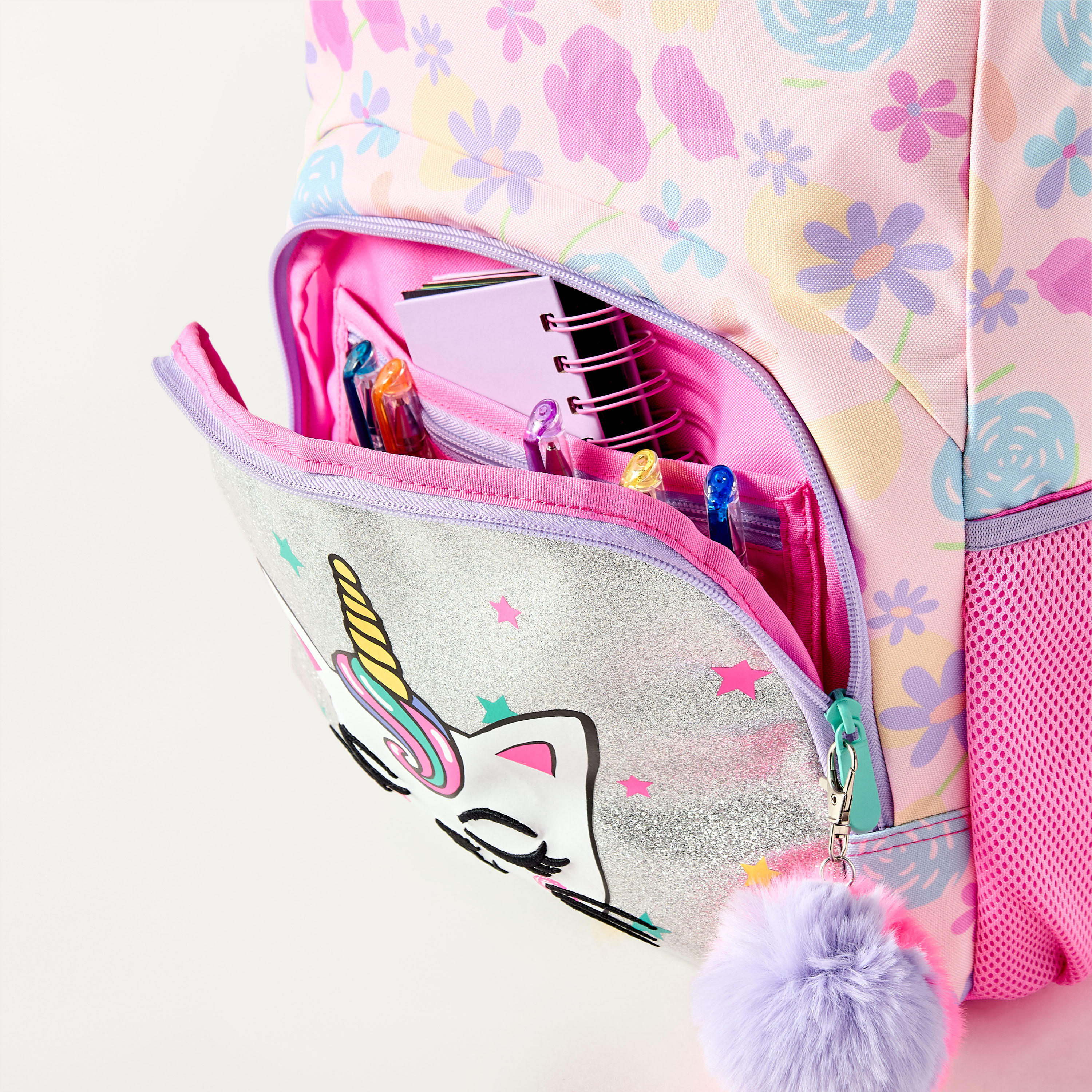 شنطة ظهر بحمالات قابلة للتعديل وطبعات قطة 15 بوصة من يونيك- 30x18.5x45 سم-school-bagsandbackpacks-backpacks-image-6