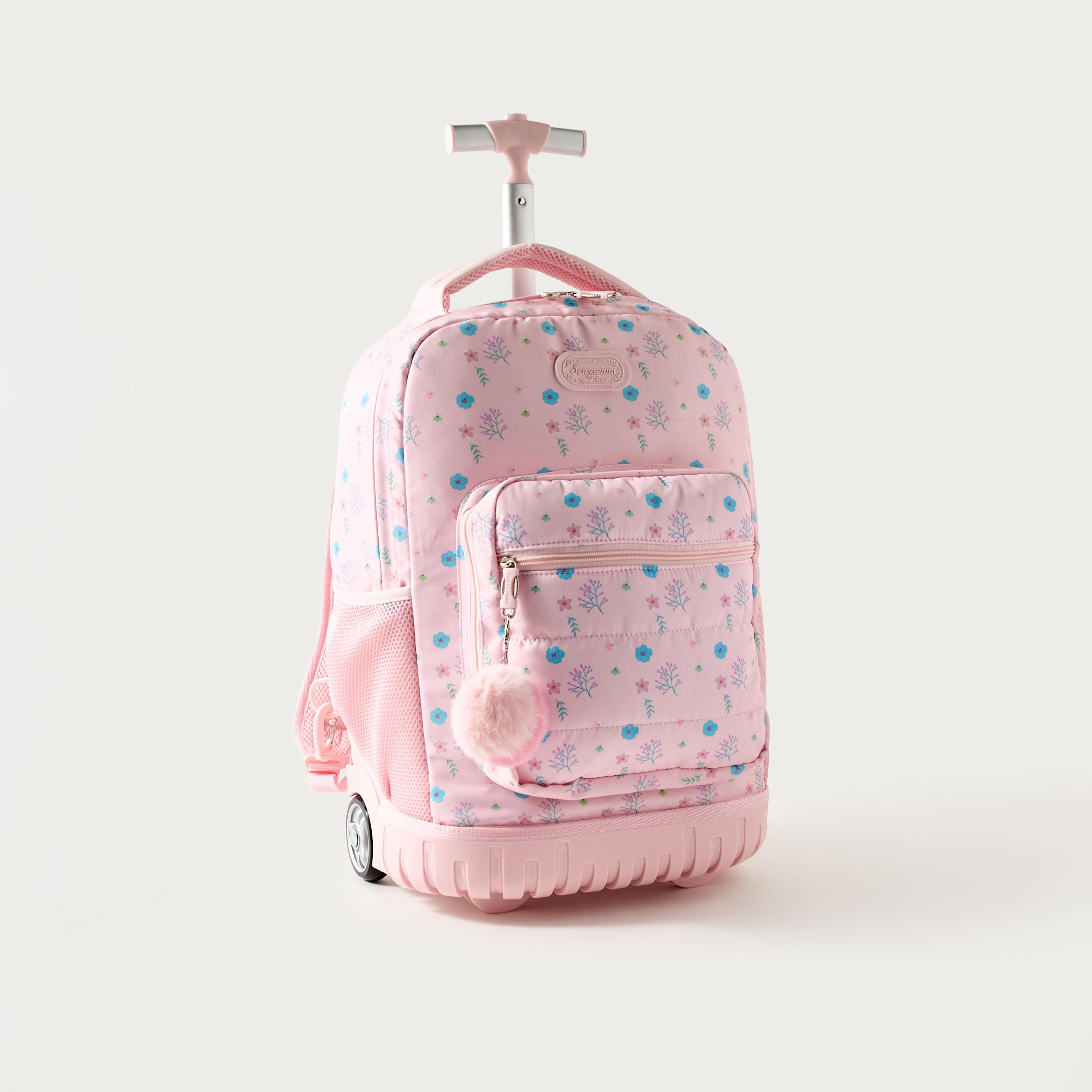 Sensazioni Floral Print 15-inch Trolley Backpack with Wheels - 32x22x47 cms-school-bagsandbackpacks-trolleybags-image-2