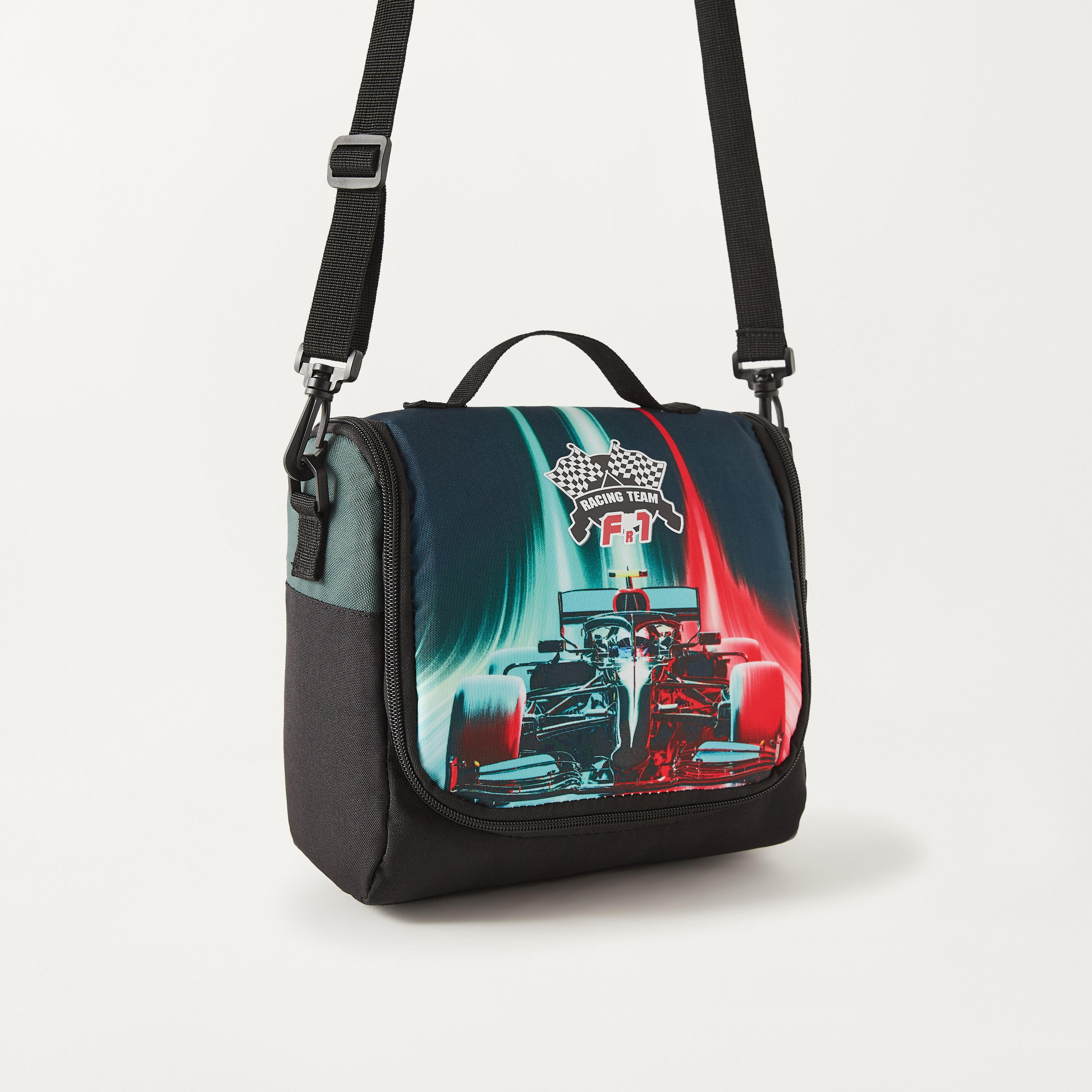 UNIQUE-1 Car Print Lunch Bag with Adjustable Strap and Zip Closure-school-lunchessentials-lunchbags-image-2