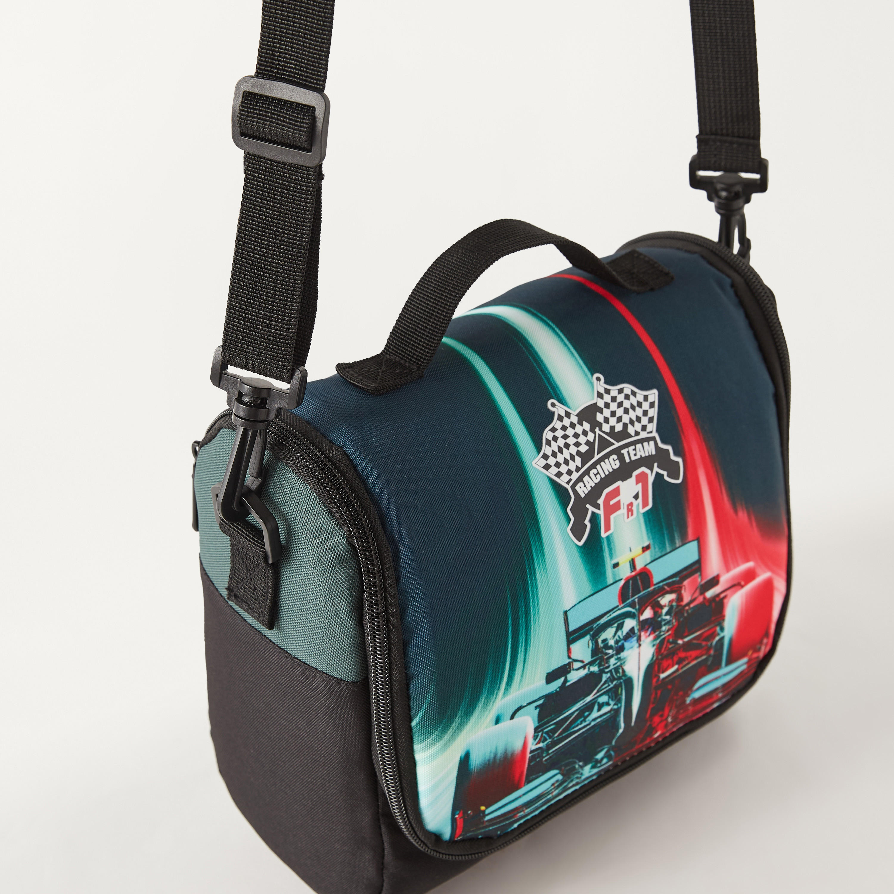 UNIQUE-1 Car Print Lunch Bag with Adjustable Strap and Zip Closure-school-lunchessentials-lunchbags-image-3