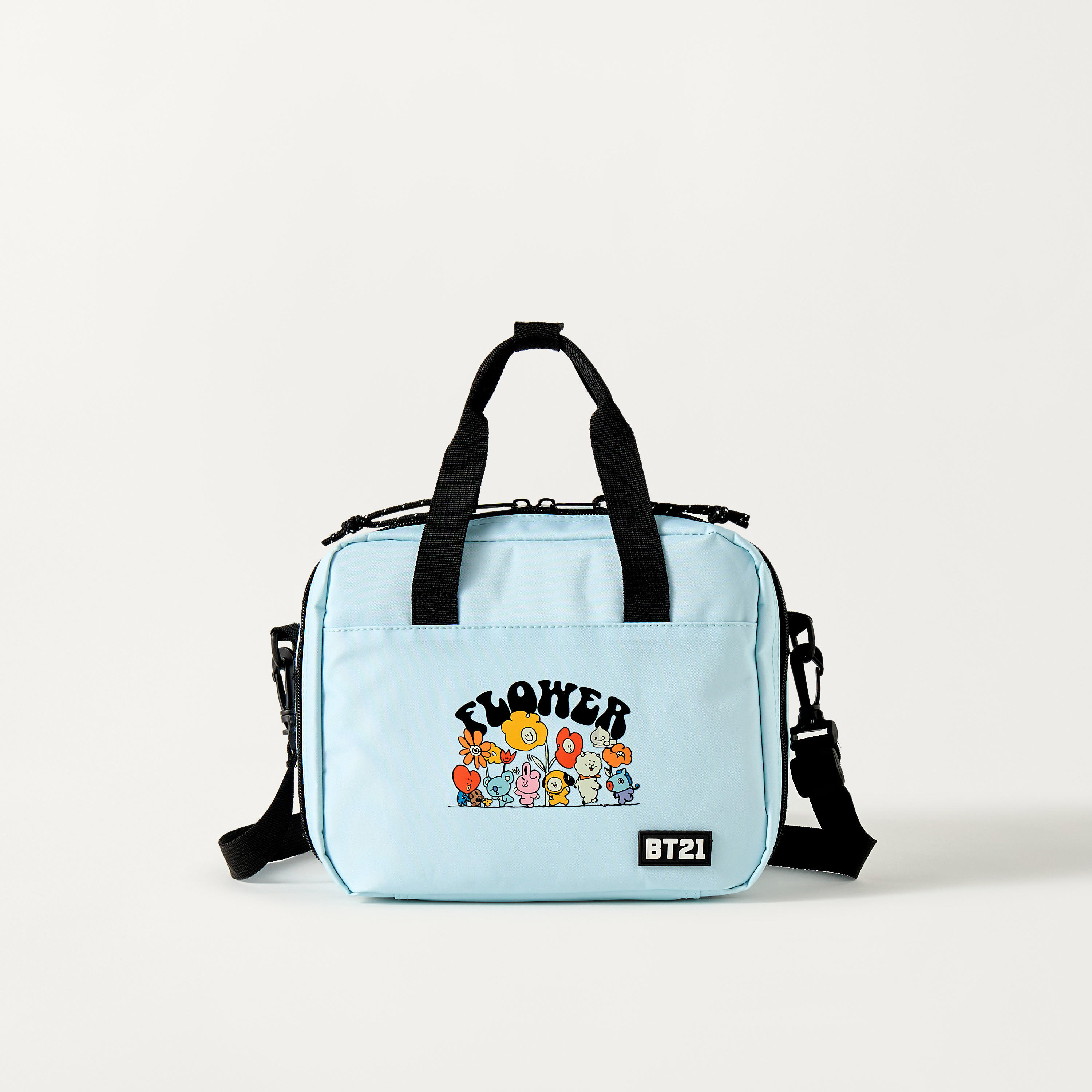 BT21 Graphic Print Lunch Bag with Zip Closure and Detachable Strap-school-lunchessentials-lunchbags-image-1