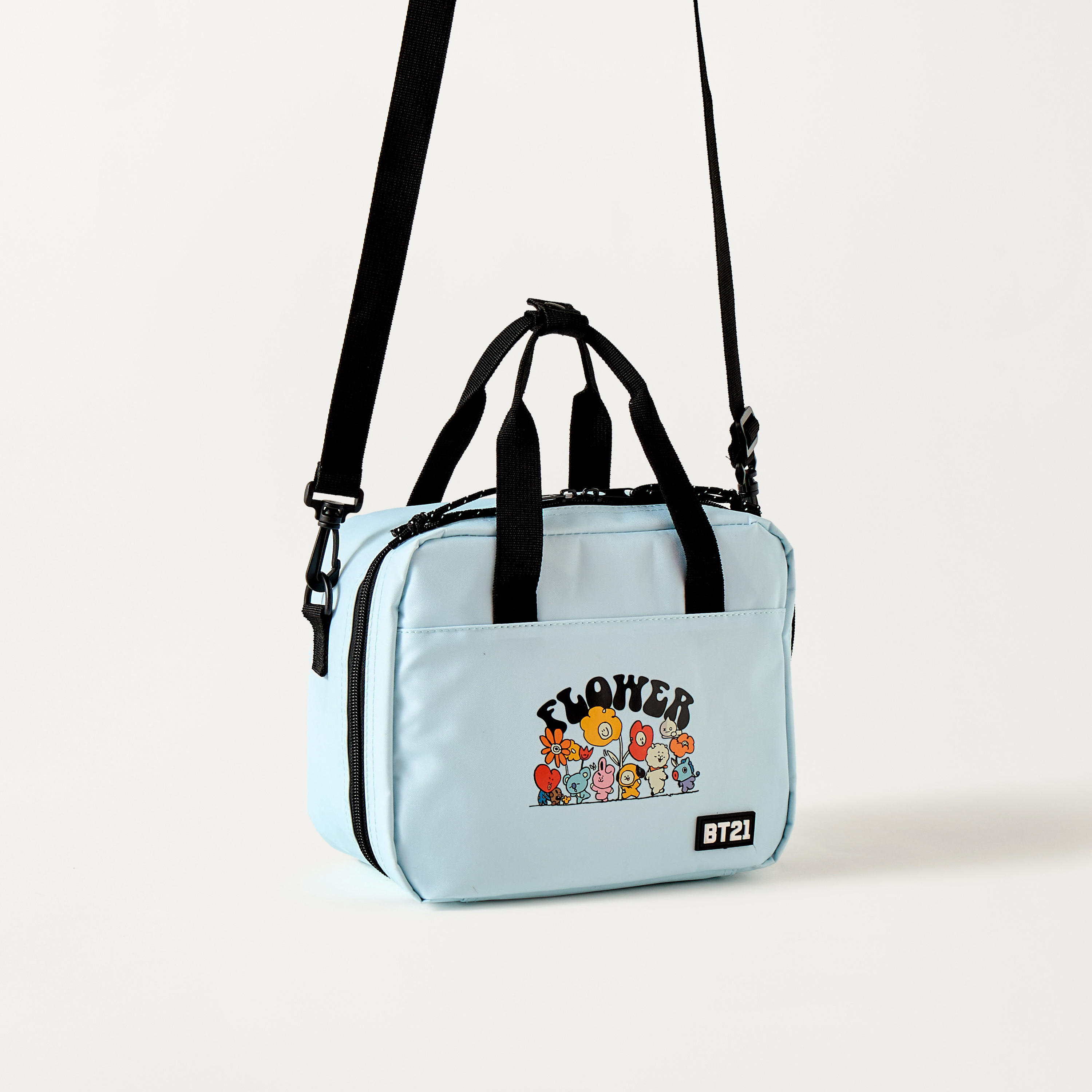 BT21 Graphic Print Lunch Bag with Zip Closure and Detachable Strap-school-lunchessentials-lunchbags-image-3