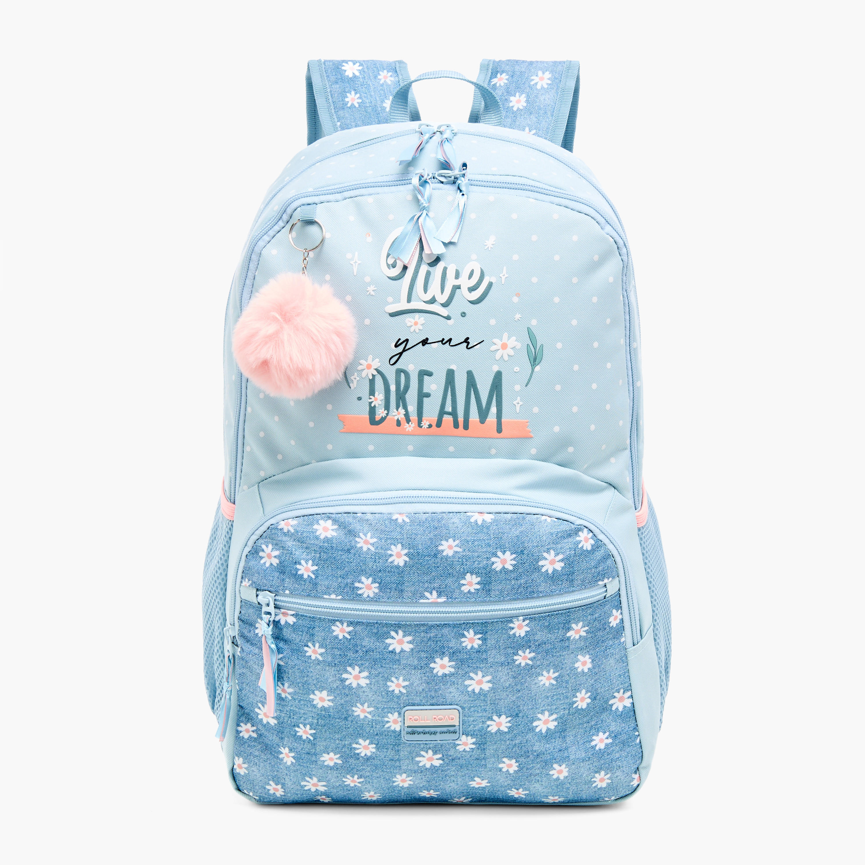 Roll Road Floral Print Backpack with Adjustable Straps - 33x46x17 cm-school-bagsandbackpacks-backpacks-image-1
