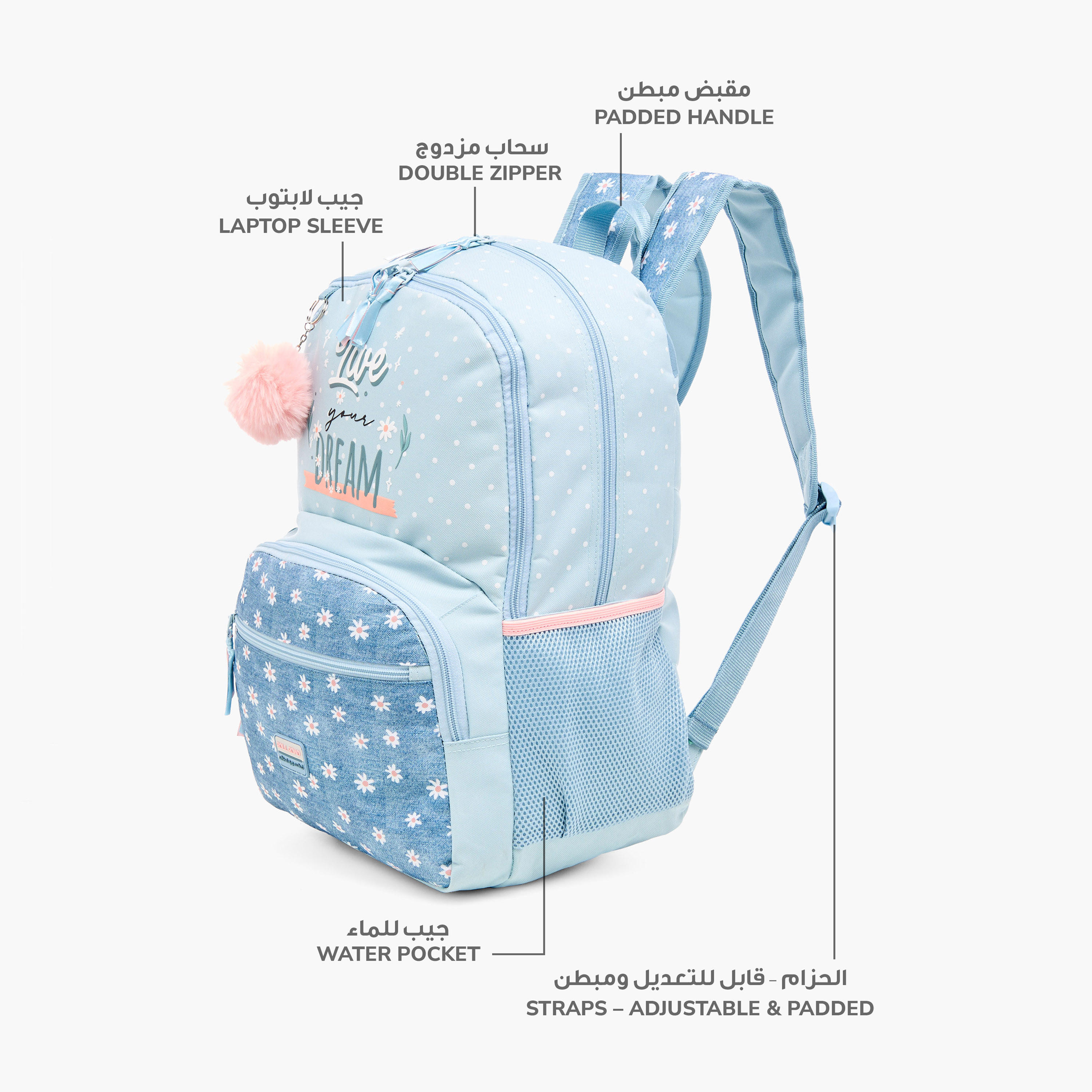 Roll Road Floral Print Backpack with Adjustable Straps - 33x46x17 cm-school-bagsandbackpacks-backpacks-image-6