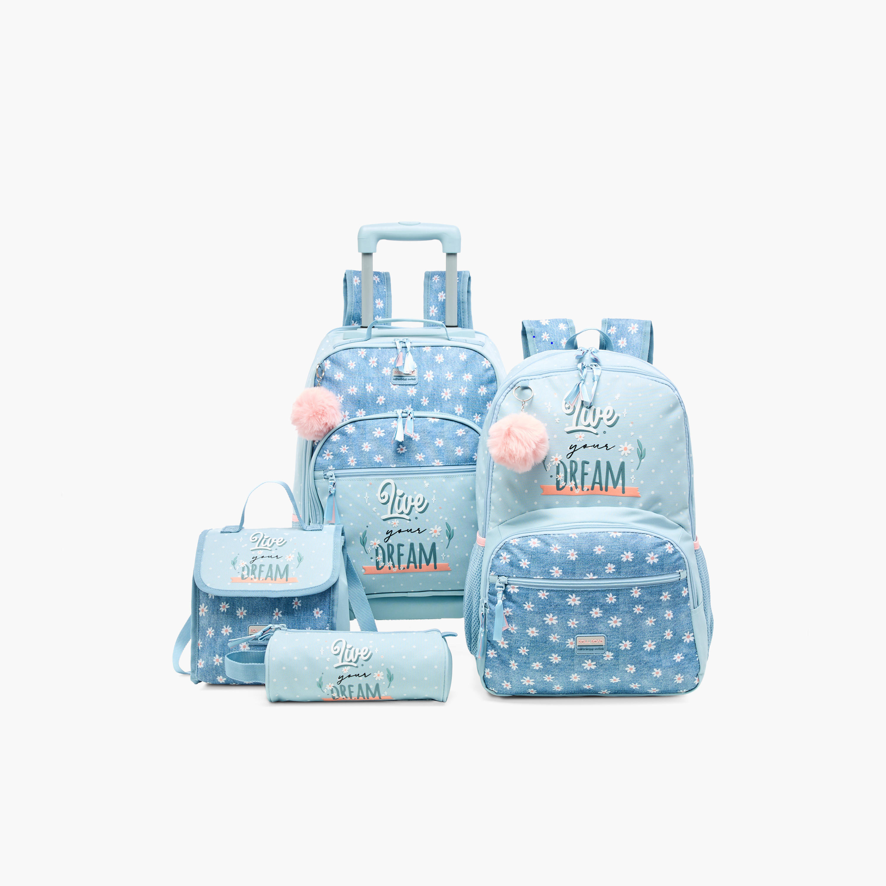 Roll Road Floral Print 4-Piece Backpack Set-school-stationery-pencilcases-image-9