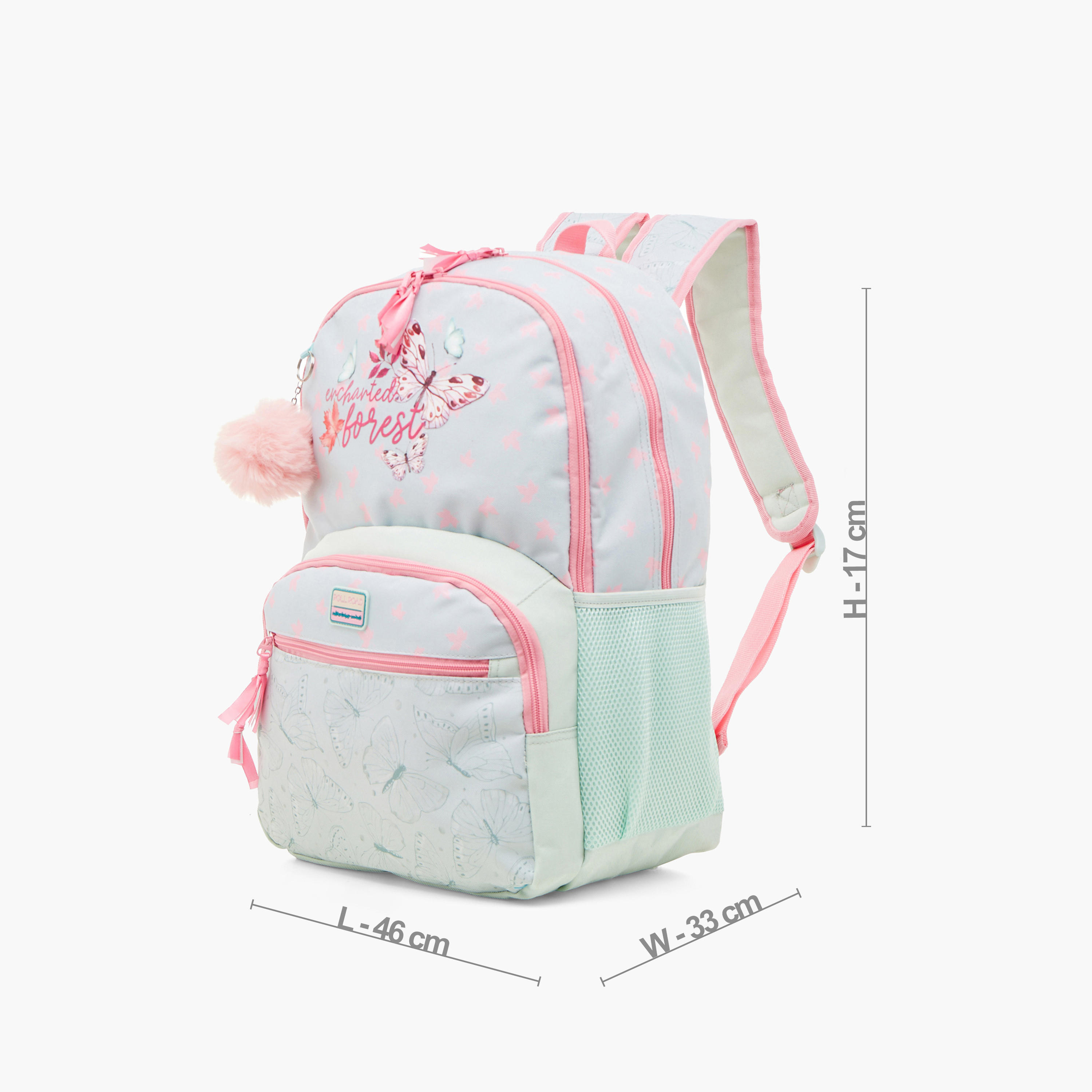 Roll Road Butterfly Print 18 inch Backpack with Adjustable Straps - 33x46x17 cm-school-bagsandbackpacks-backpacks-image-2