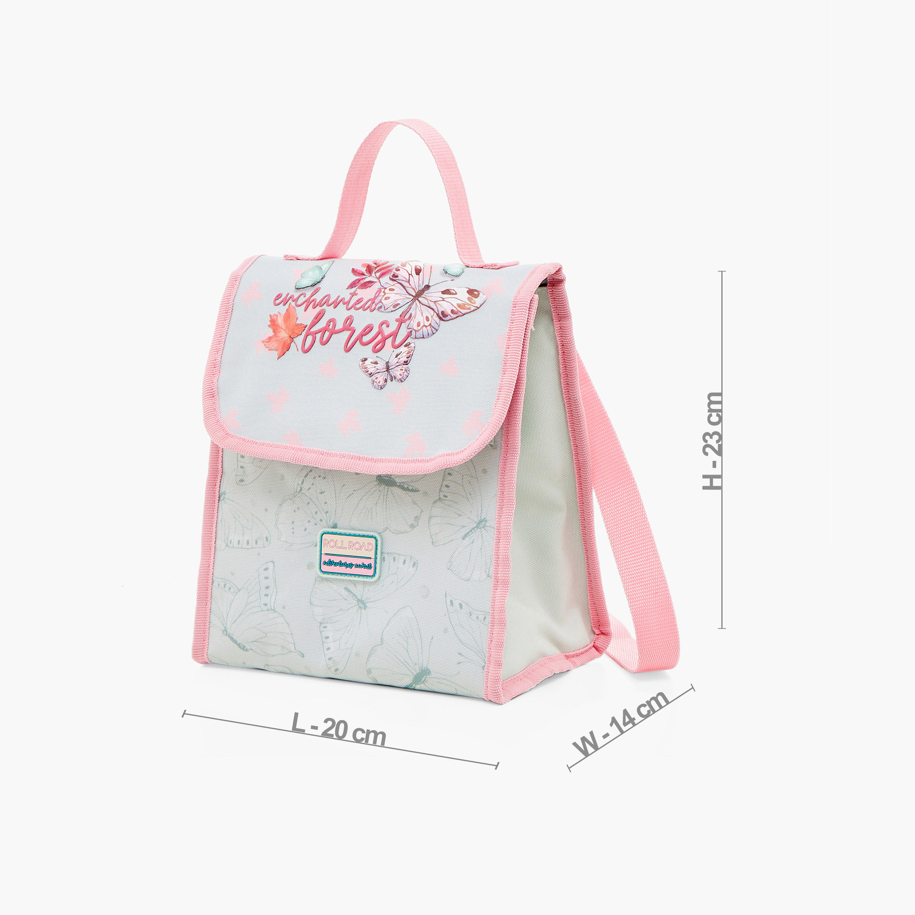 Roll Road Butterfly Print Lunch Bag with Adjustable Strap and Flap Closure-school-lunchessentials-lunchbags-image-2