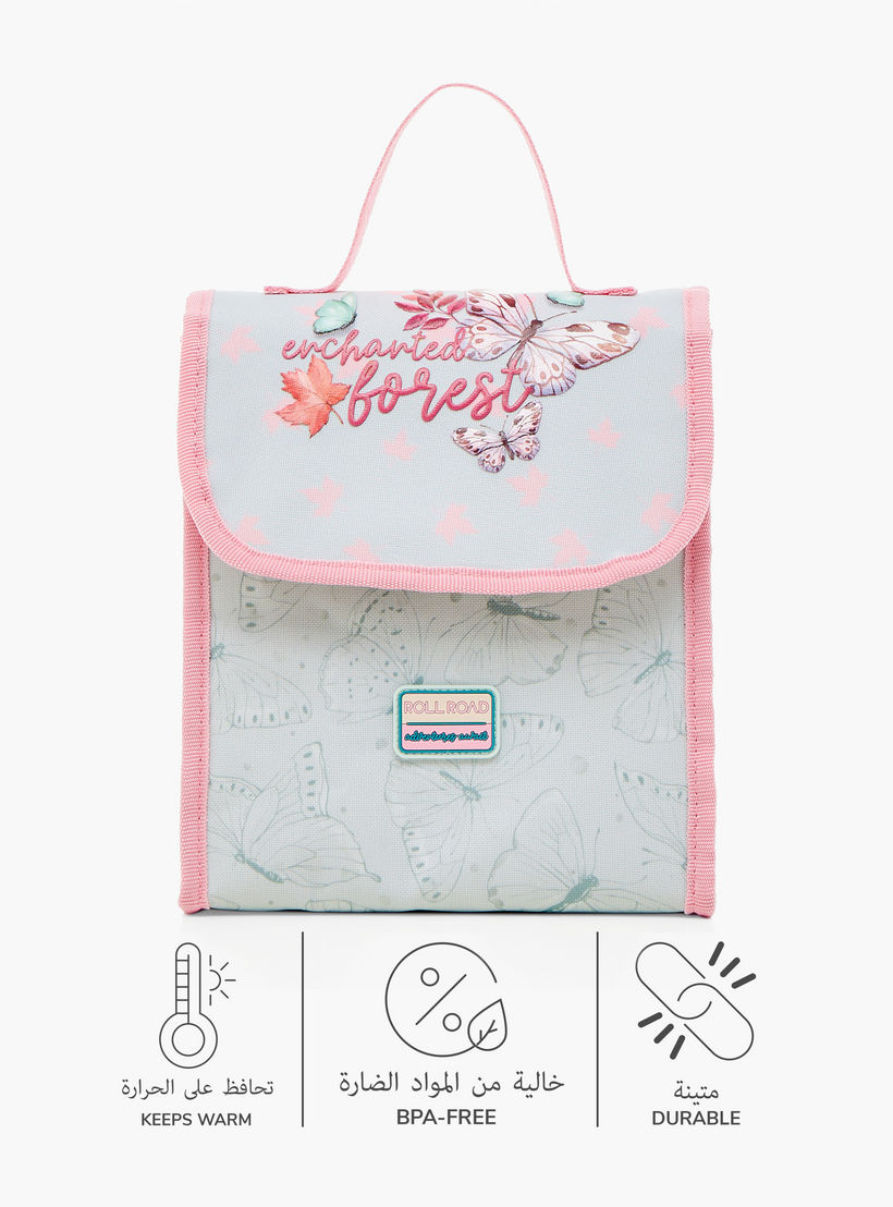 Roll Road Butterfly Print Lunch Bag with Adjustable Strap and Flap Closure-school-lunchessentials-lunchbags-image-4