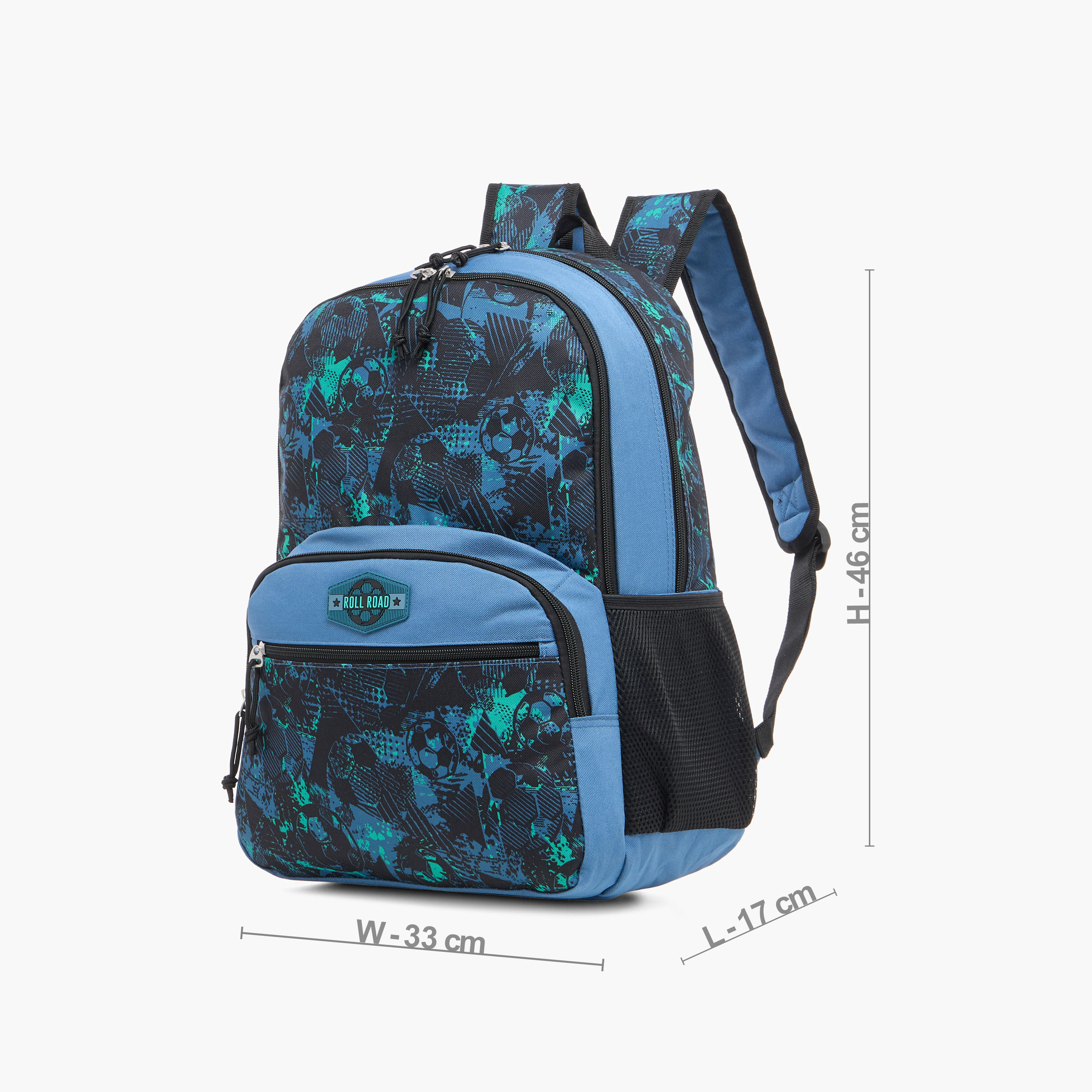 Roll Road All-Over Football Print 18 inch Backpack with Adjustable Shoulder Straps - 33x46x17 cm-school-bagsandbackpacks-backpacks-image-2