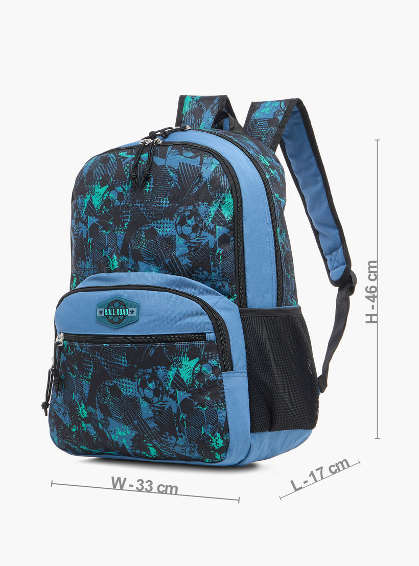 Roll Road All-Over Football Print 18 inch Backpack with Adjustable Shoulder Straps - 33x46x17 cm-school-bagsandbackpacks-backpacks-image-2