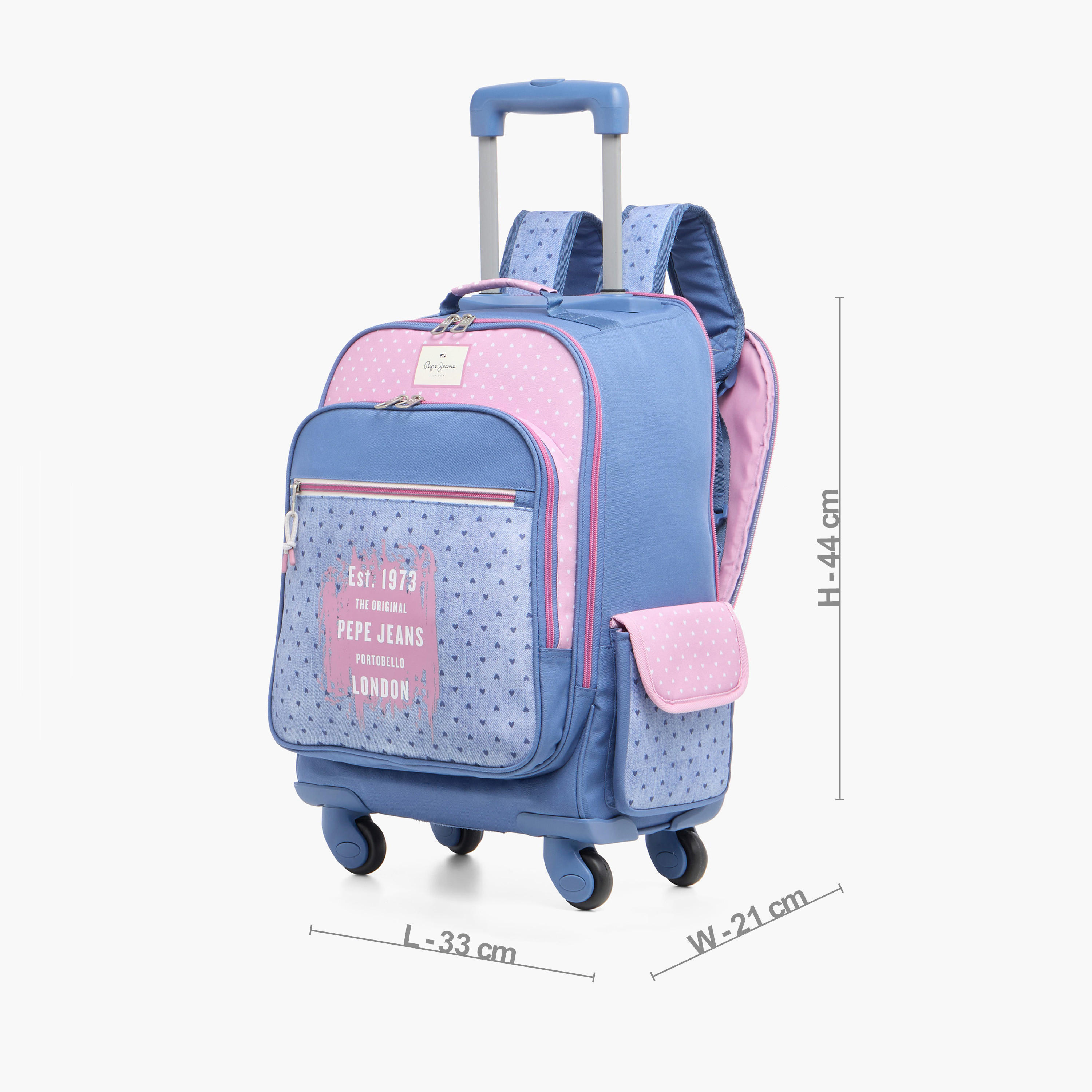Pepe Jeans Heart Print Softcase Trolley Bag with Retractable Handle-school-bagsandbackpacks-trolleybags-image-2