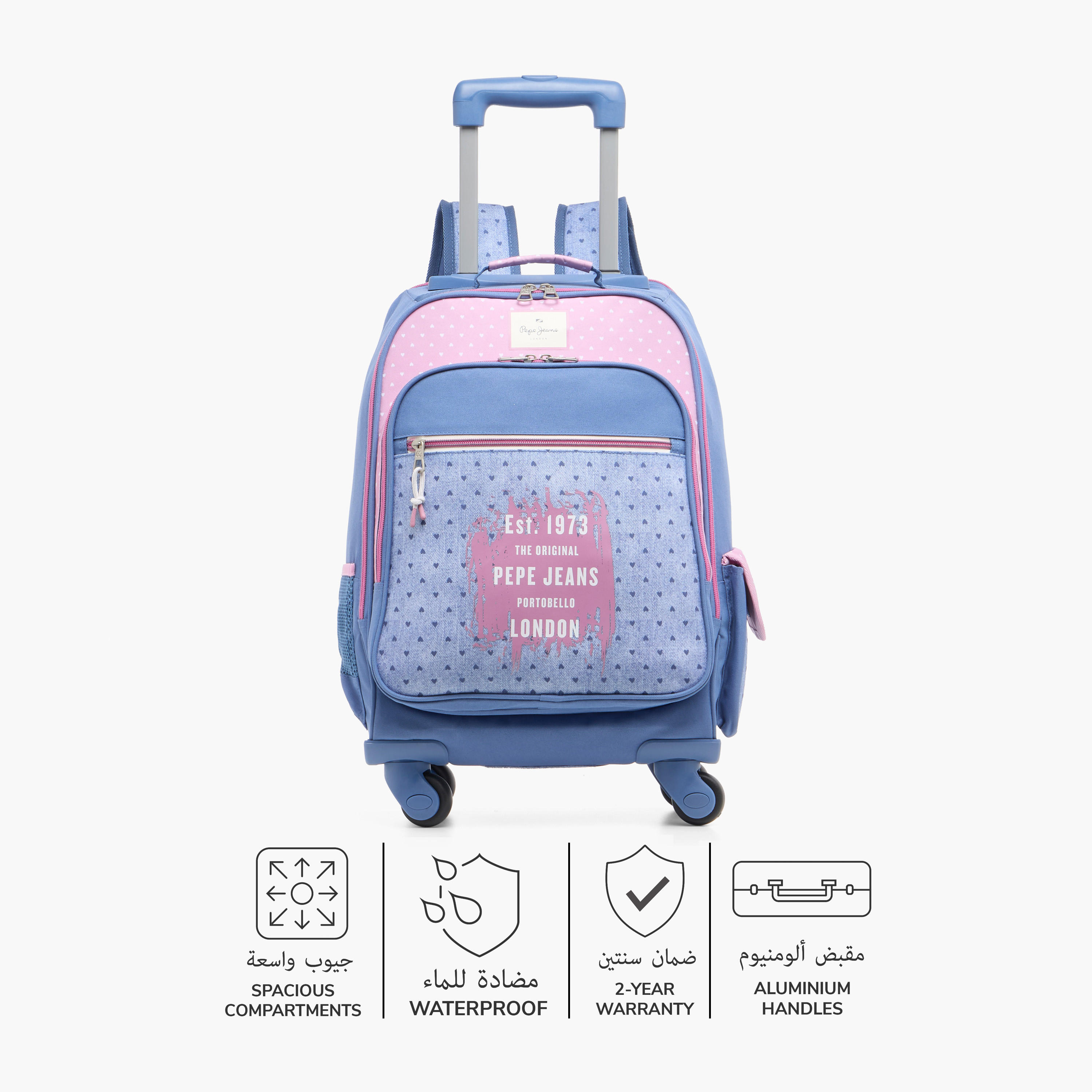 Pepe Jeans Heart Print Softcase Trolley Bag with Retractable Handle-school-bagsandbackpacks-trolleybags-image-4