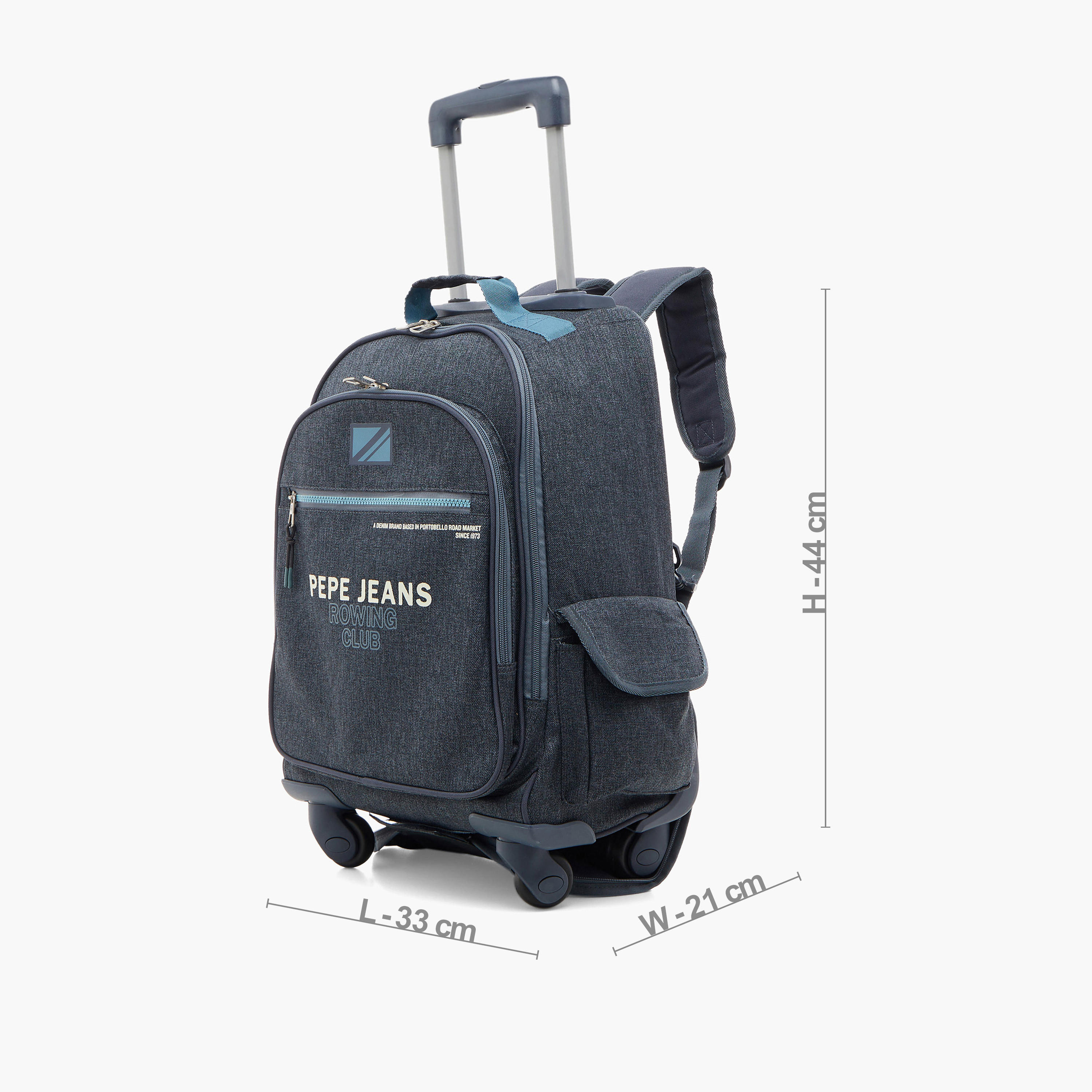 شنطة ظهر ترولي 17 بوصة بمقبض قابل للسحب وطبعات شعار من بيبي جينز- 33x44x21 سم-school-bagsandbackpacks-trolleybags-image-2
