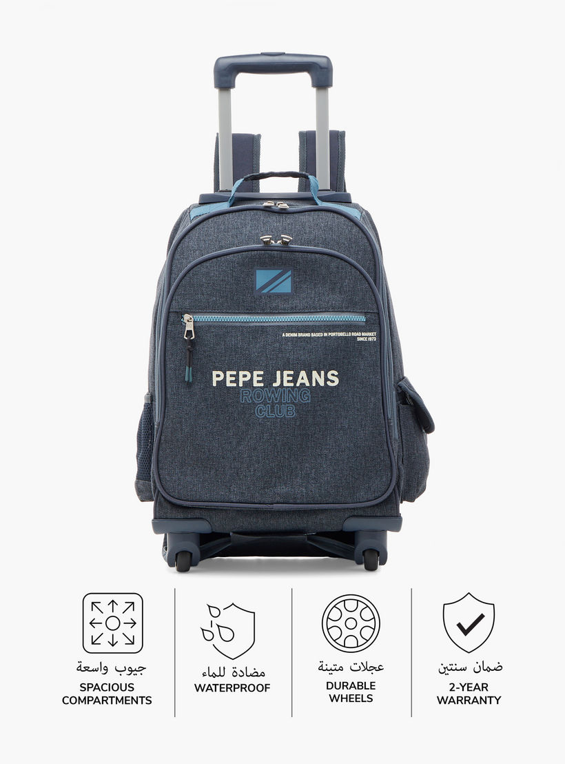 شنطة ظهر ترولي 17 بوصة بمقبض قابل للسحب وطبعات شعار من بيبي جينز- 33x44x21 سم-school-bagsandbackpacks-trolleybags-image-4
