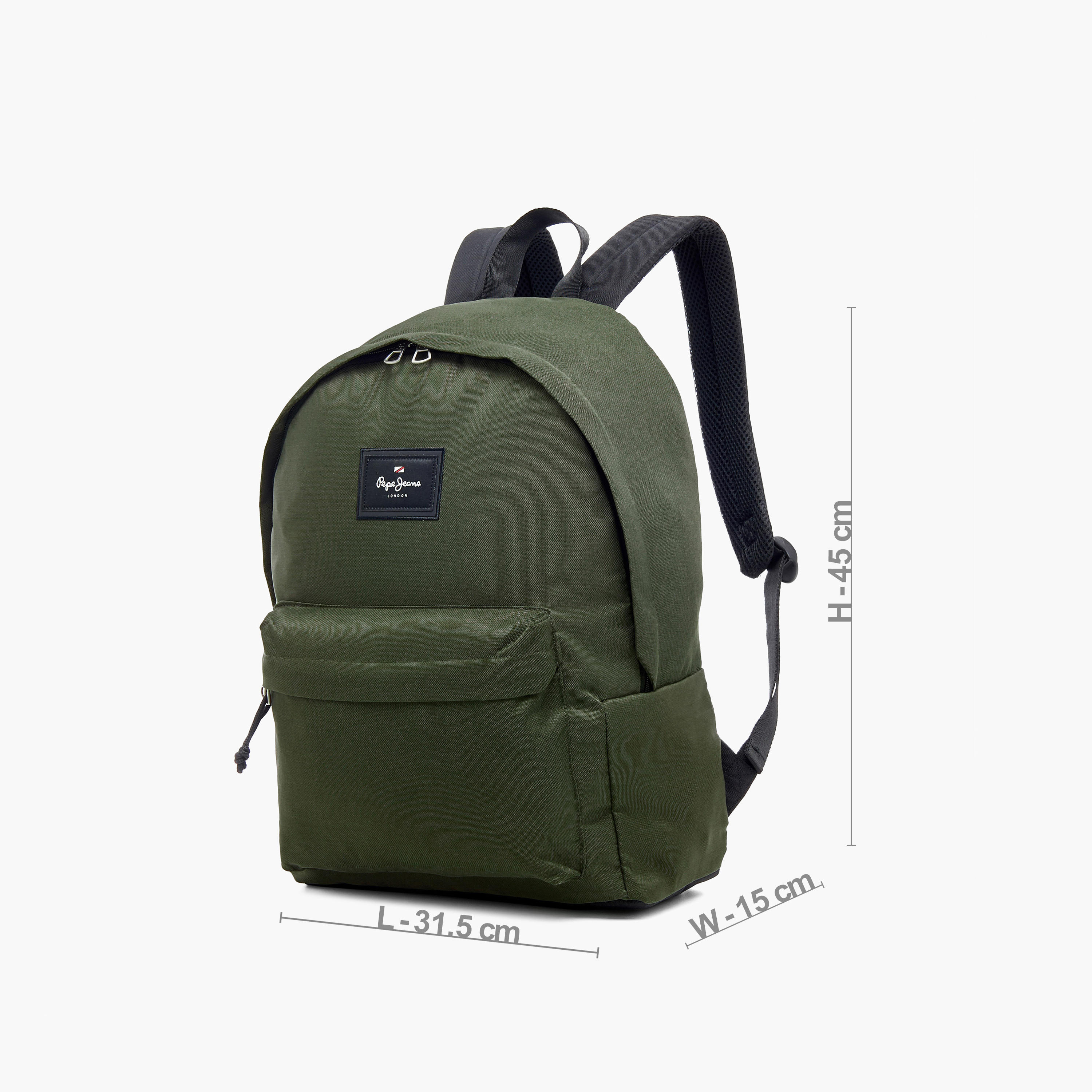 Pepe Jeans Aris 18-inch Solid Backpack with Adjustable Straps and Zip Closure - 32x45x15 cms-school-bagsandbackpacks-backpacks-image-3