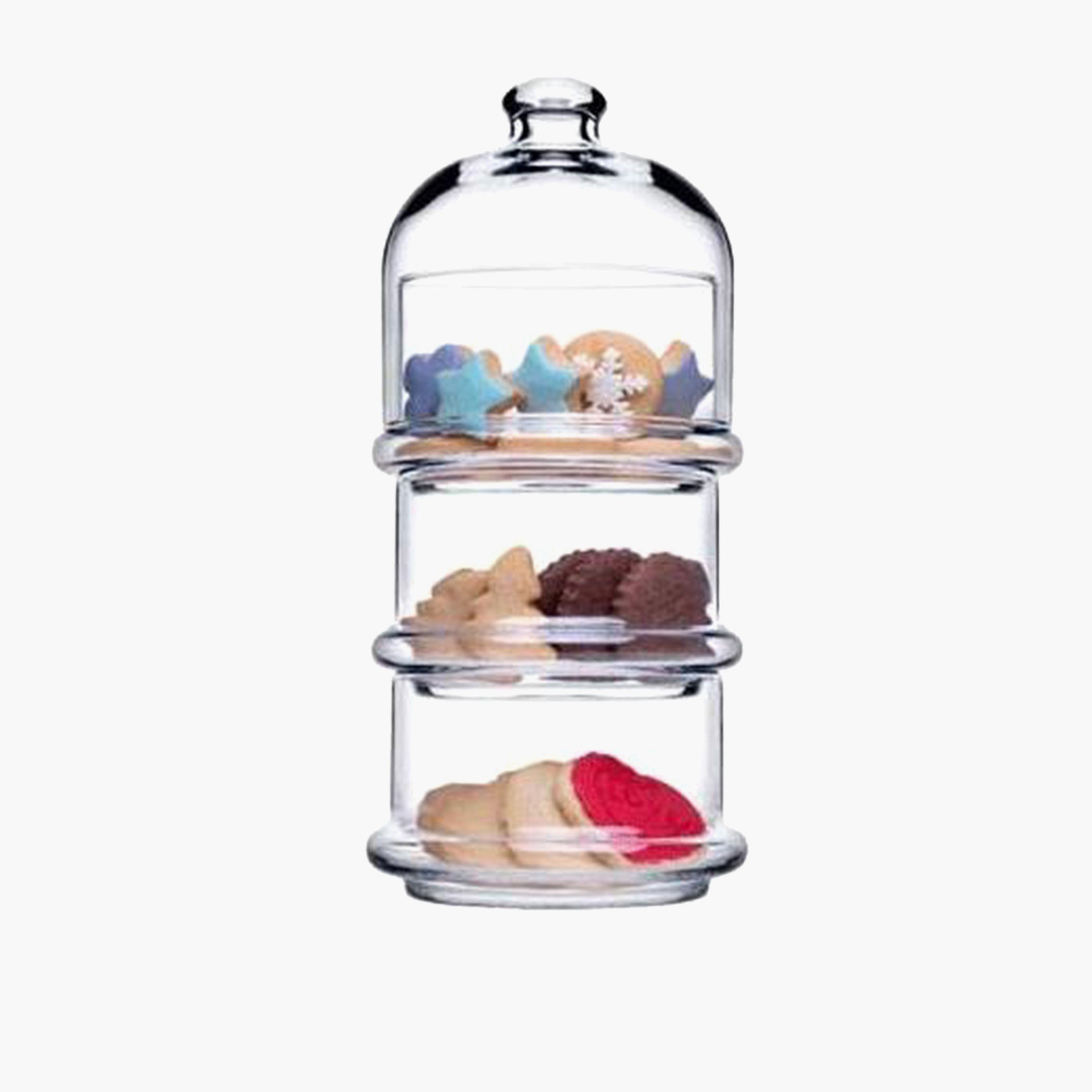 حامل كيك زجاج 3 طوابق مع قبة من باشابتشي - 26 سم-household-dining-serveware-cakestands-image-5