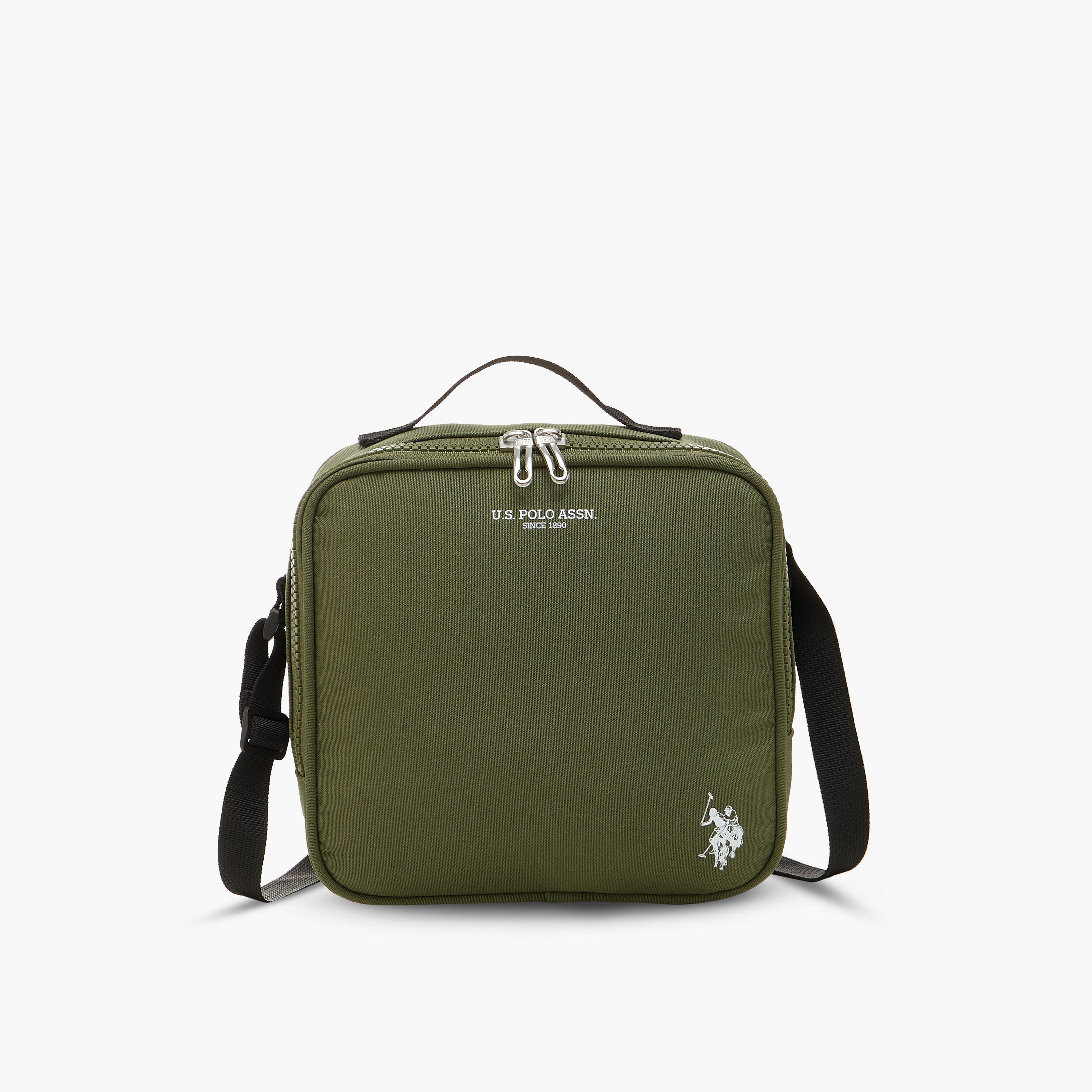US POLO ASSN. Solid Lunch Bag with Adjustable Strap and Zip Closure-school-lunchessentials-lunchbags-image-1