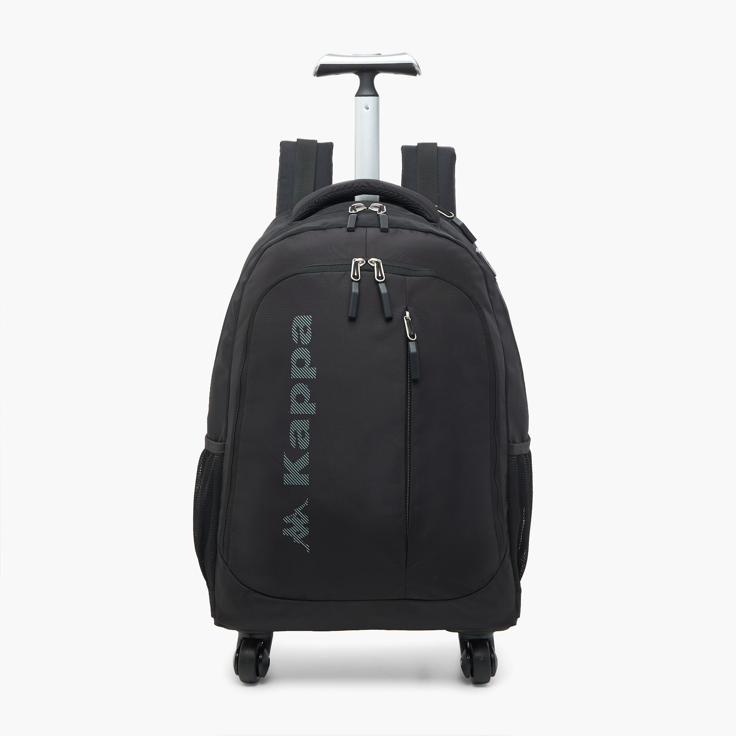 Kappa Logo Print Trolley Backpack with Retractable Handle - 48x34x23 cm-school-bagsandbackpacks-trolleybags-image-1