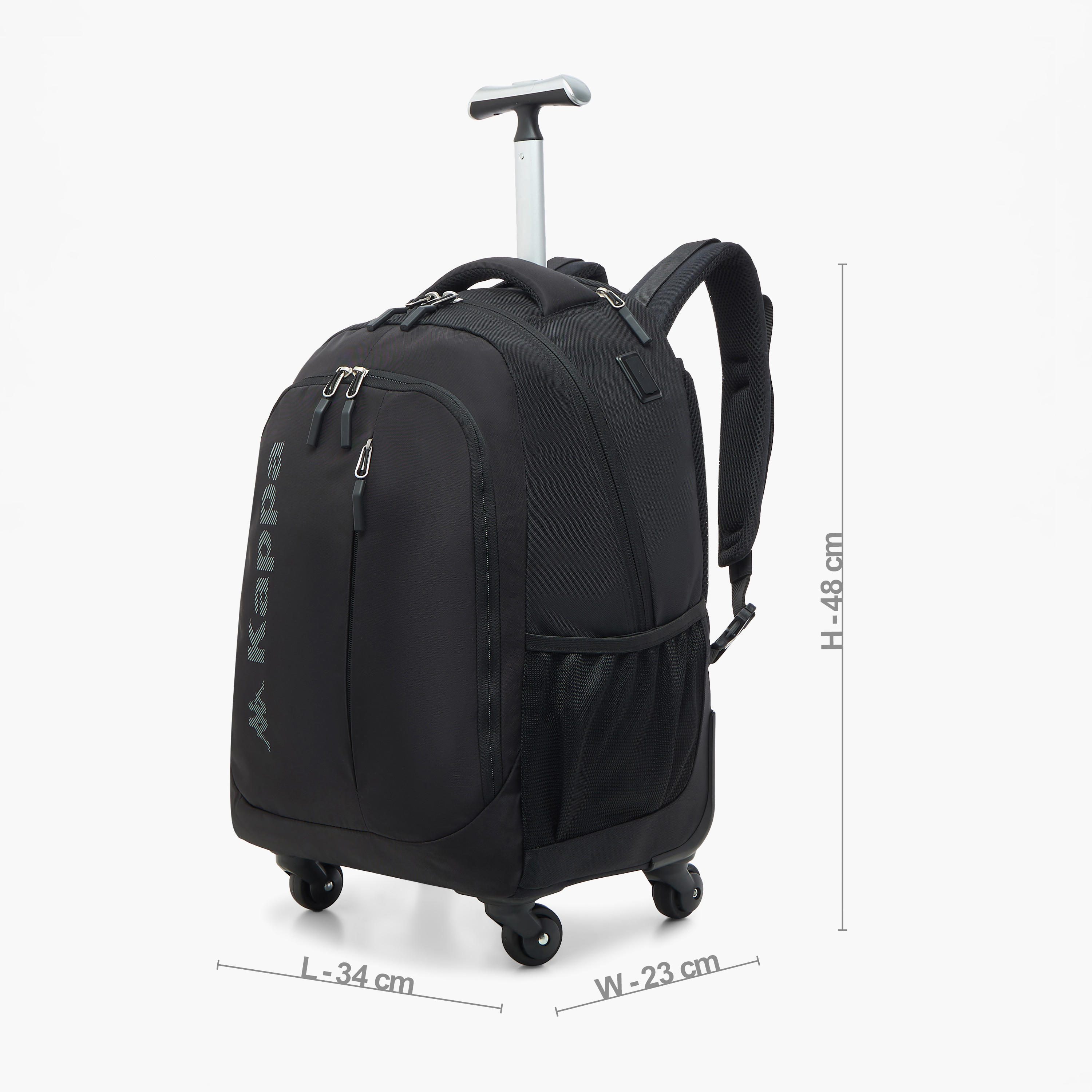 Kappa Logo Print Trolley Backpack with Retractable Handle - 48x34x23 cm-school-bagsandbackpacks-trolleybags-image-4