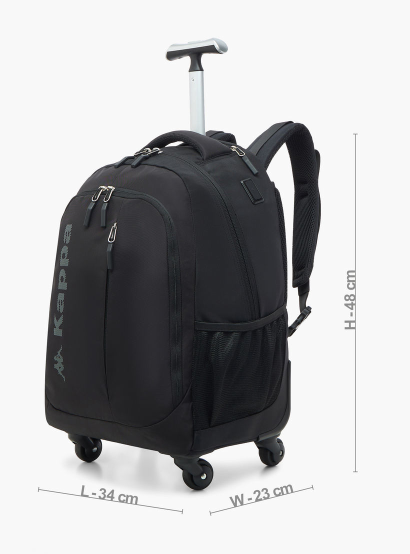 Kappa Logo Print Trolley Backpack with Retractable Handle - 48x34x23 cm-school-bagsandbackpacks-trolleybags-image-4