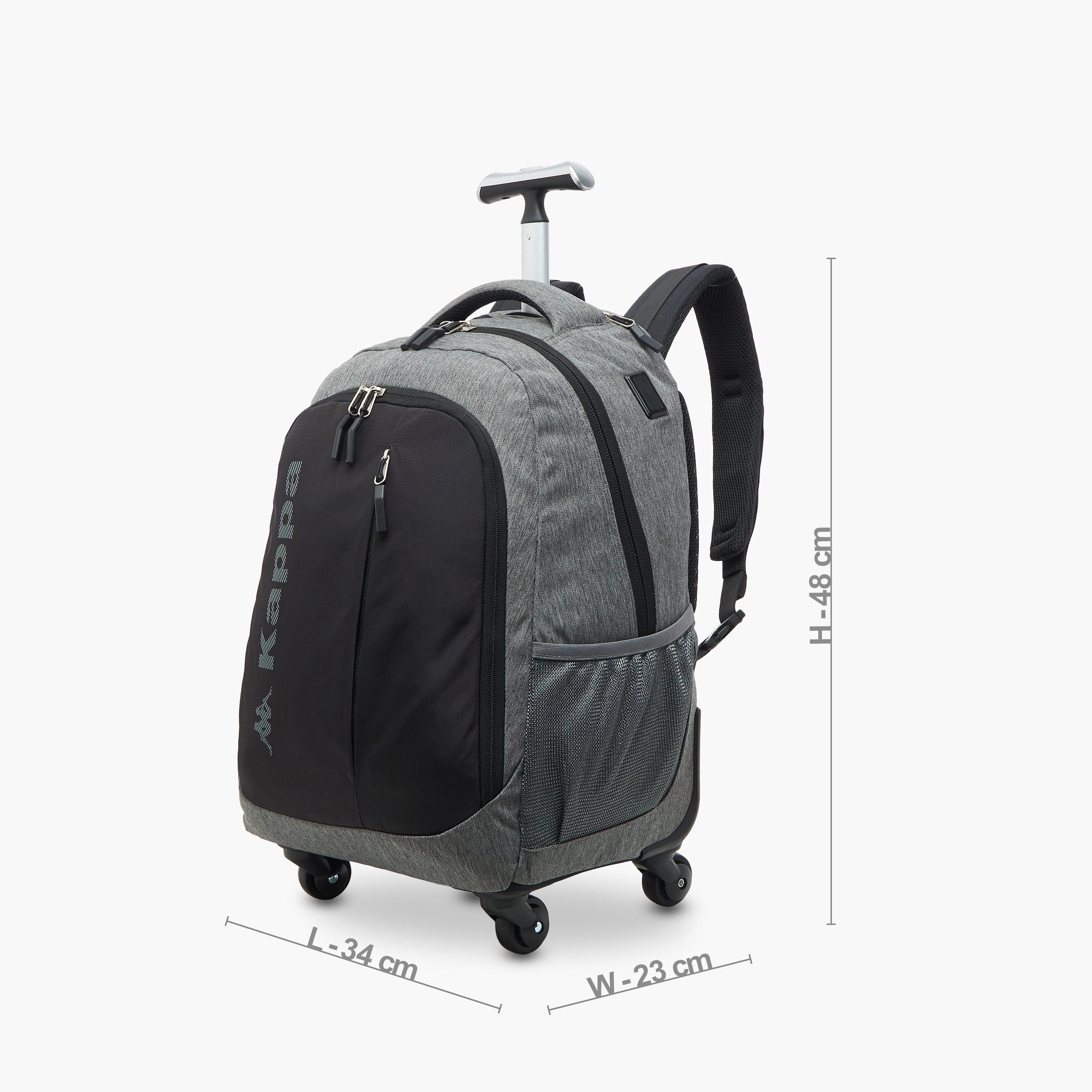 Kappa Logo Print Trolley Backpack with Retractable Handle - 48x34x23 cm-school-bagsandbackpacks-trolleybags-image-2