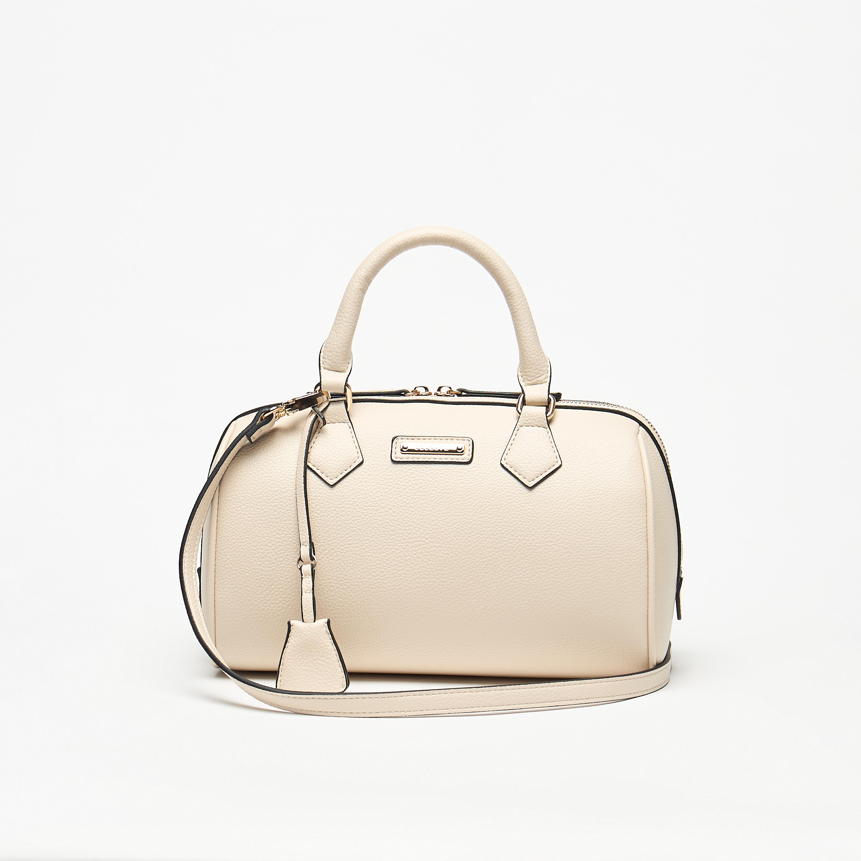 Celeste Textured Duffel Bag with Detachable Strap and Zip Closure-women-bagsandwallets-handbags-image-1