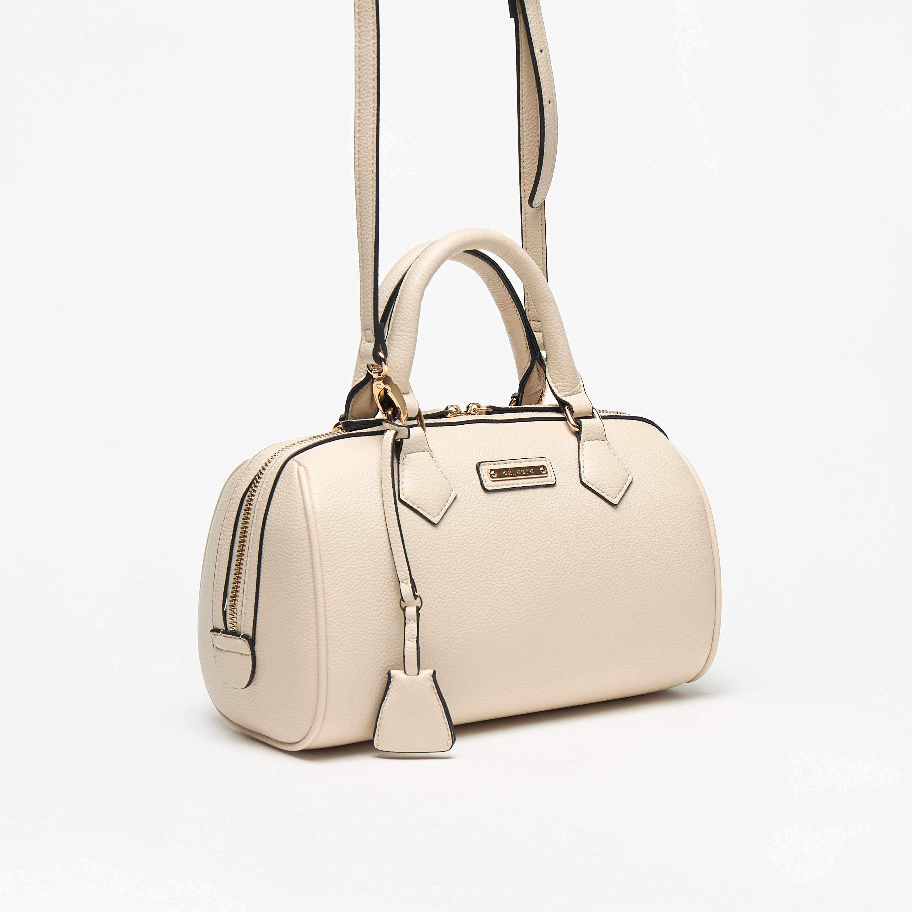 Celeste Textured Duffel Bag with Detachable Strap and Zip Closure-women-bagsandwallets-handbags-image-2