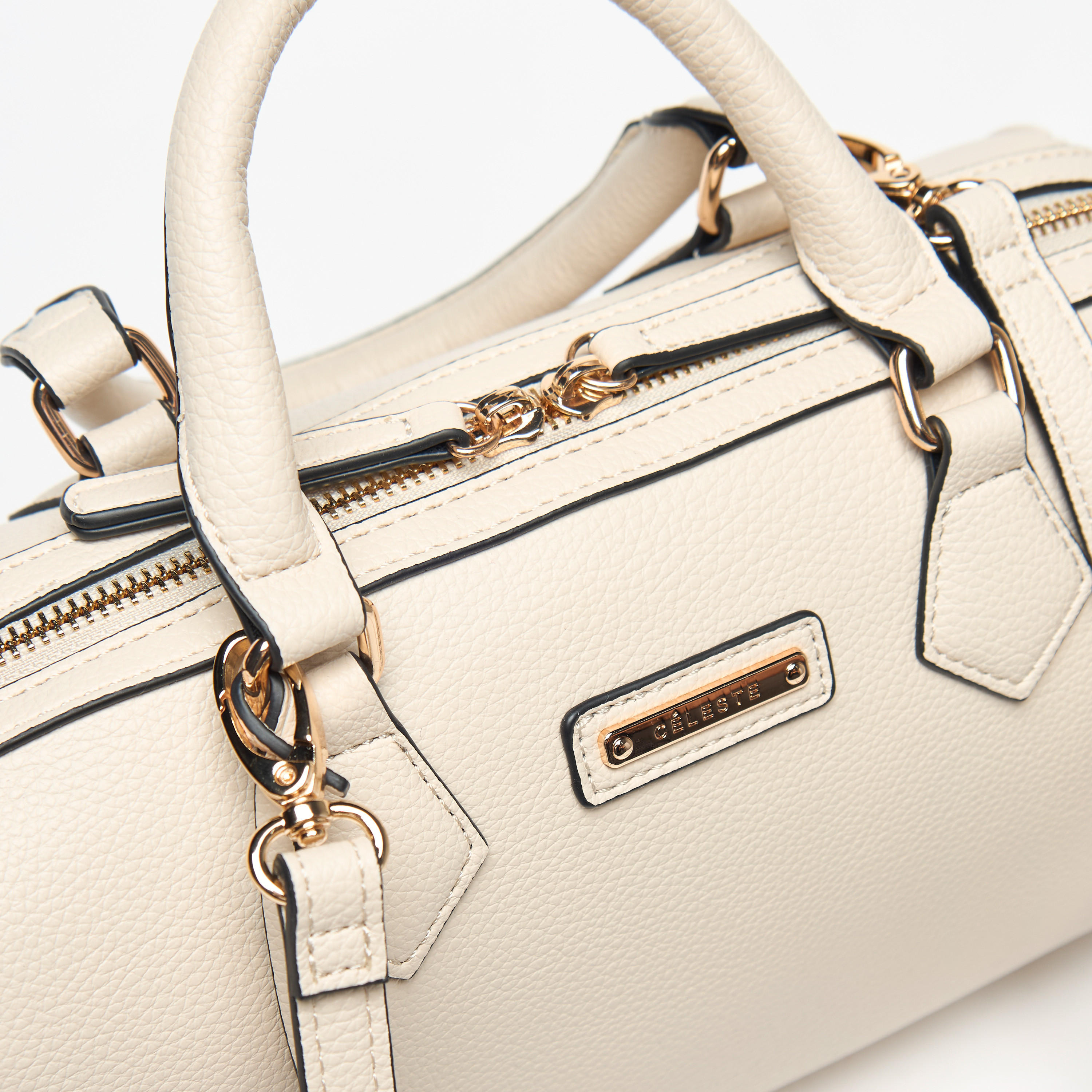 Celeste Textured Duffel Bag with Detachable Strap and Zip Closure-women-bagsandwallets-handbags-image-3