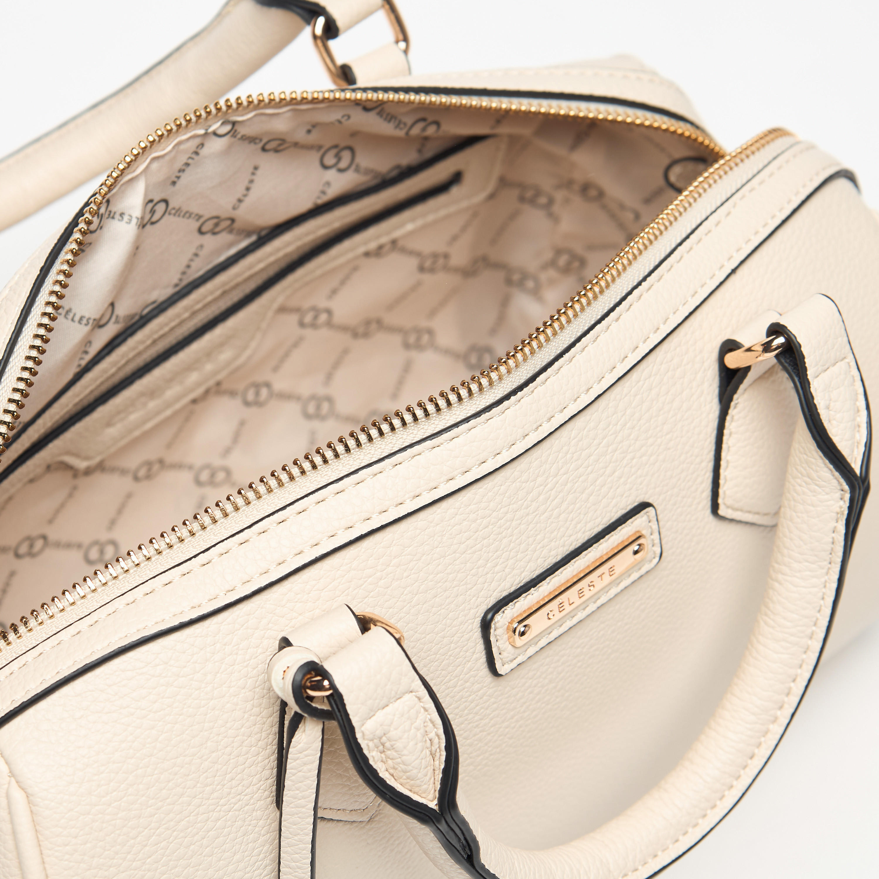 Celeste Textured Duffel Bag with Detachable Strap and Zip Closure-women-bagsandwallets-handbags-image-4