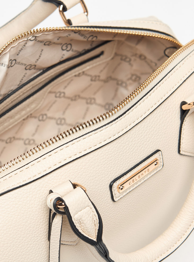 Celeste Textured Duffel Bag with Detachable Strap and Zip Closure-women-bagsandwallets-handbags-image-4