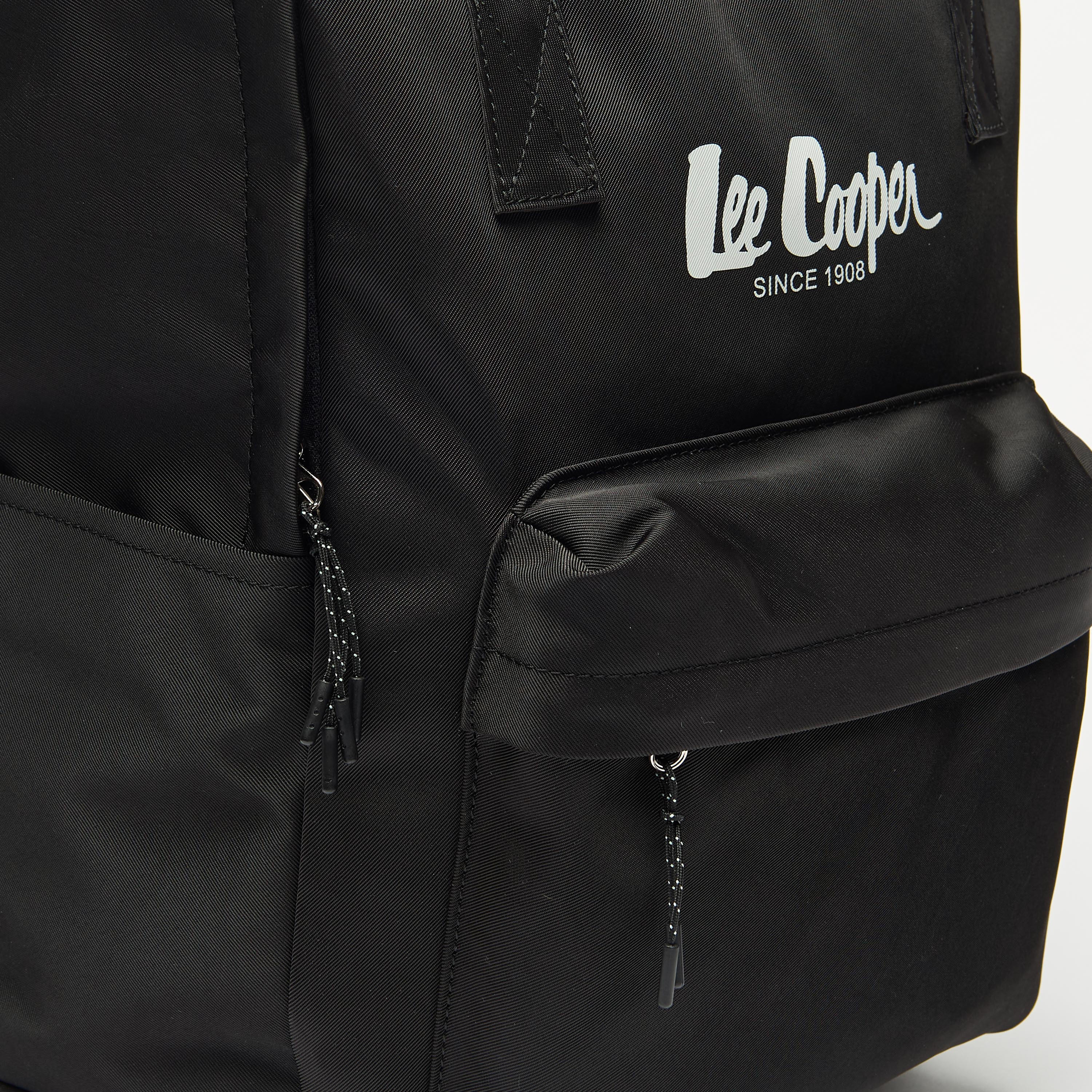 Lee Cooper Logo Print Backpack with Adjustable Straps and Handles - 29x14x38 cm-women-bagsandwallets-backpacks-image-11