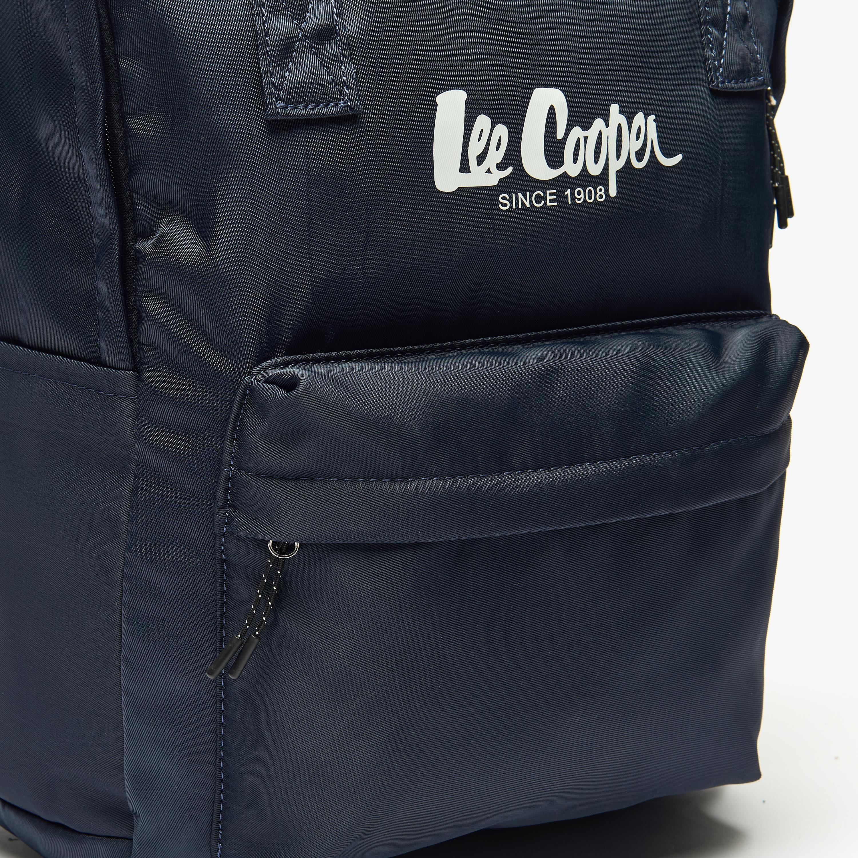 Lee Cooper Logo Print Backpack with Adjustable Straps and Handles - 29x14x38 cm-women-bagsandwallets-backpacks-image-3