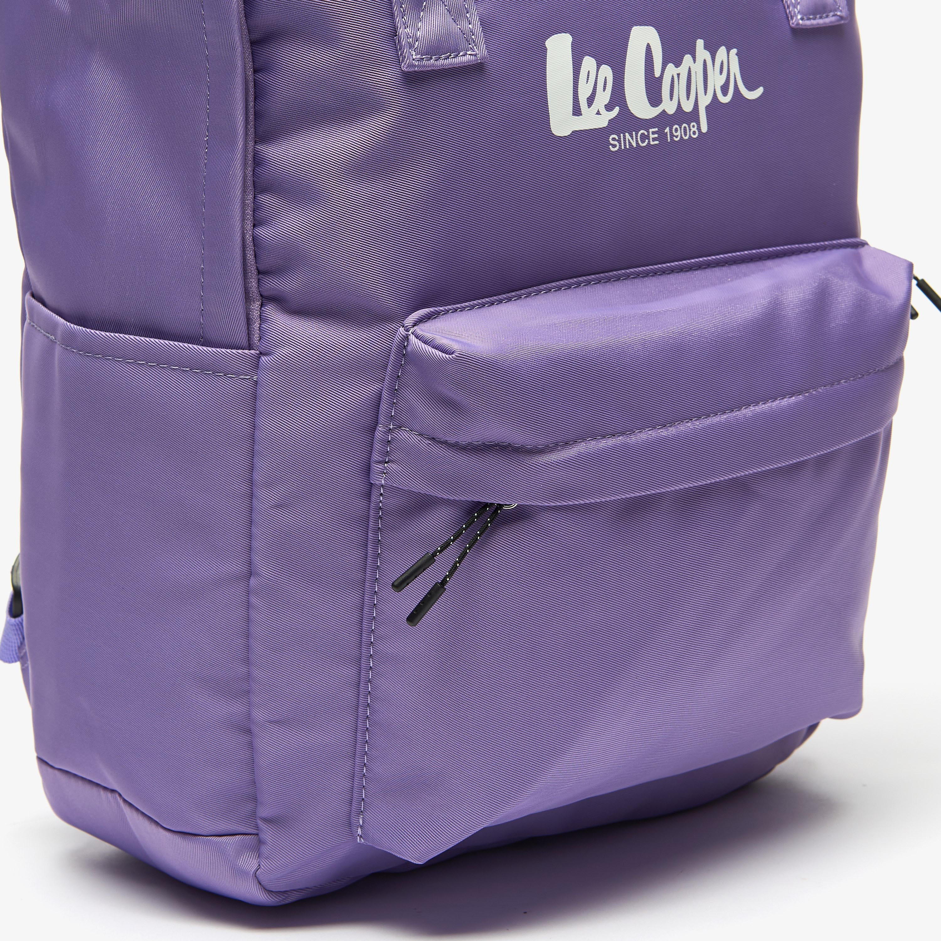 Lee Cooper Logo Print Backpack with Adjustable Straps and Handles - 29x14x38 cm-women-bagsandwallets-backpacks-image-3