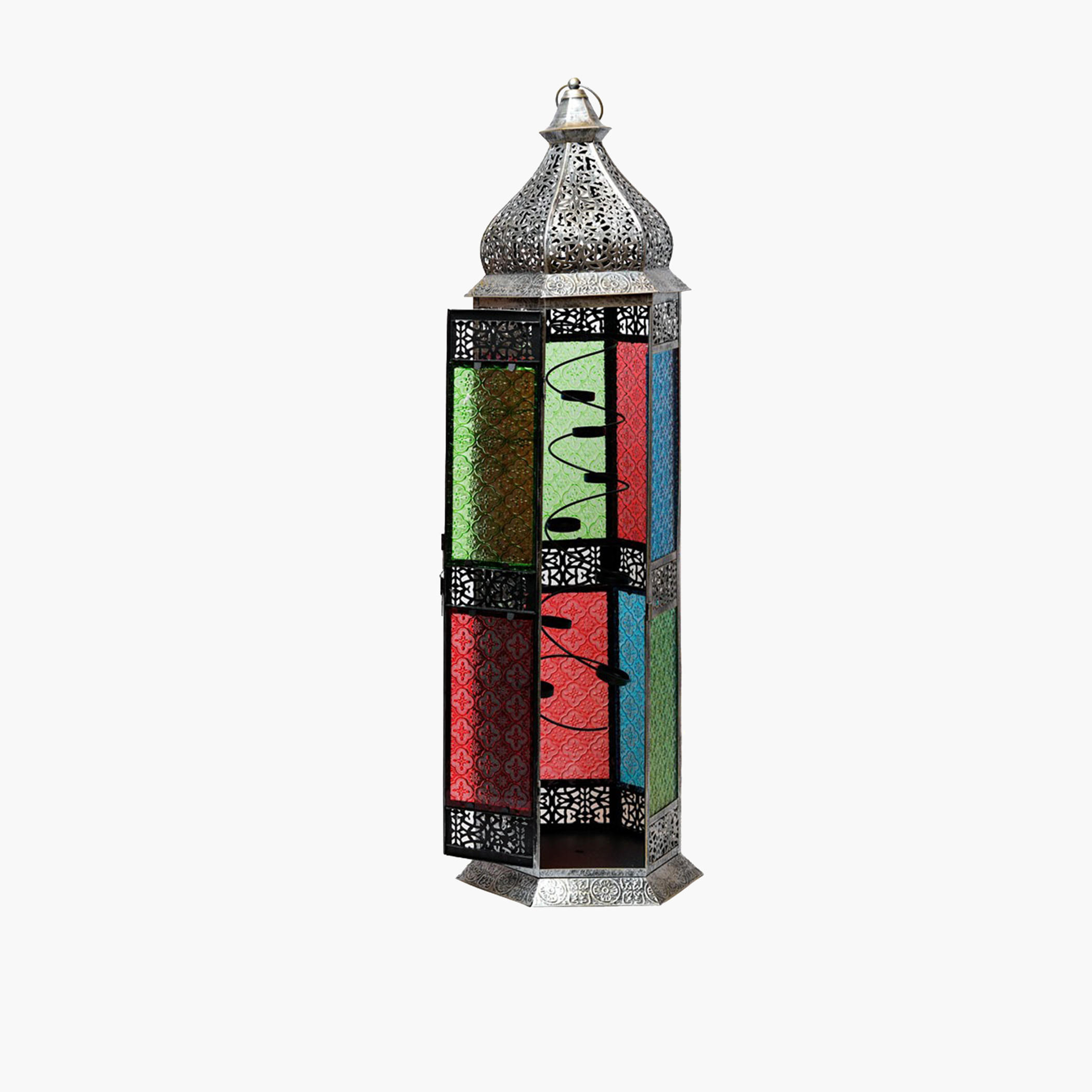 فانوس معدني بتفاصيل مفرغة - 100 سم-household-decor-candleholdersandlanterns-image-1