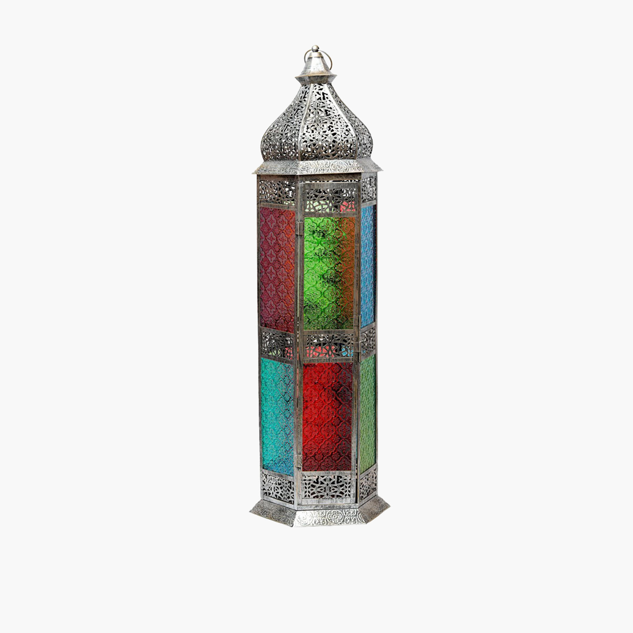 فانوس معدني بتفاصيل مفرغة - 100 سم-household-decor-candleholdersandlanterns-image-2