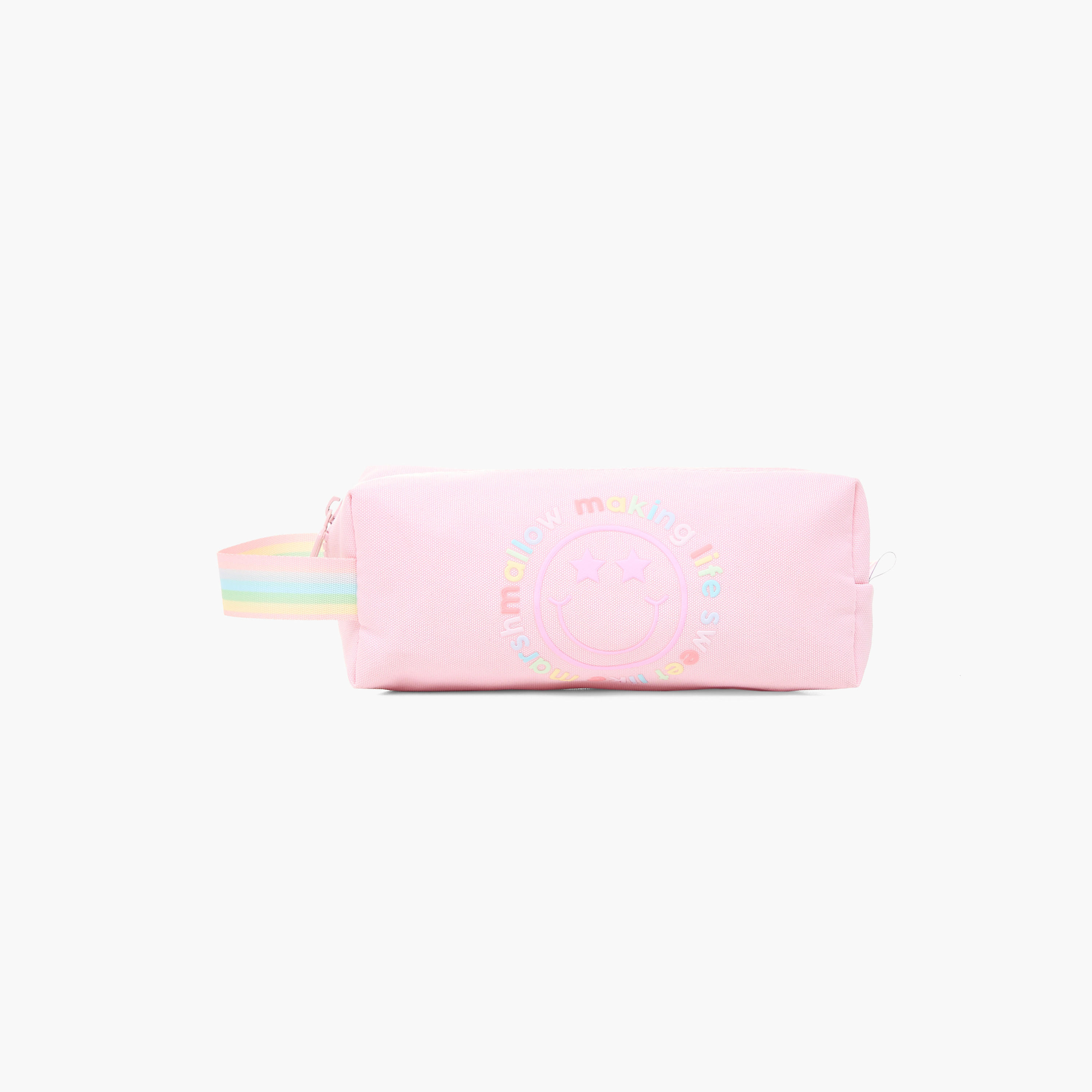MARSHMALLOW Smiley Print Pencil Pouch with Zip Closure-school-stationery-pencilcases-image-1