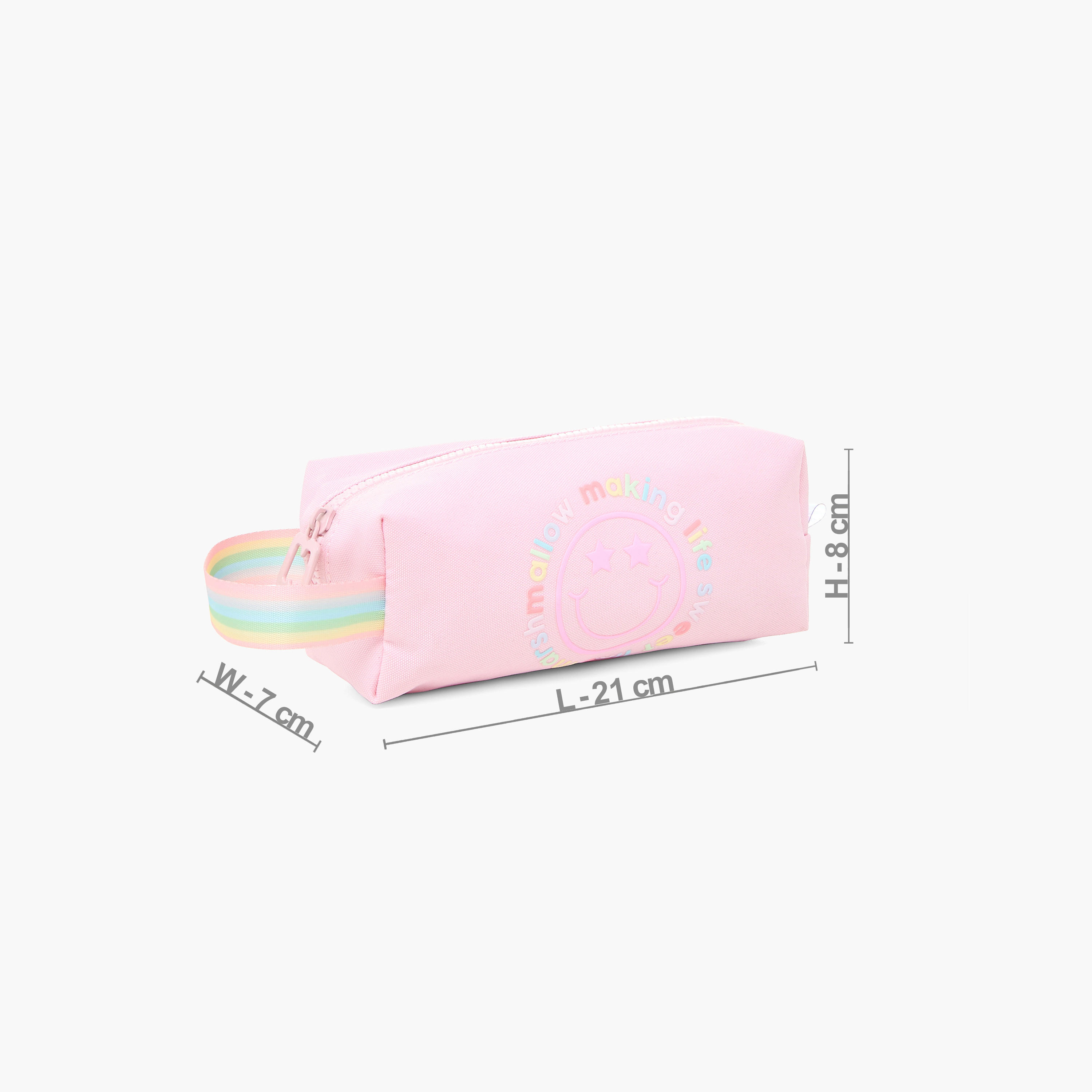 MARSHMALLOW Smiley Print Pencil Pouch with Zip Closure-school-stationery-pencilcases-image-2