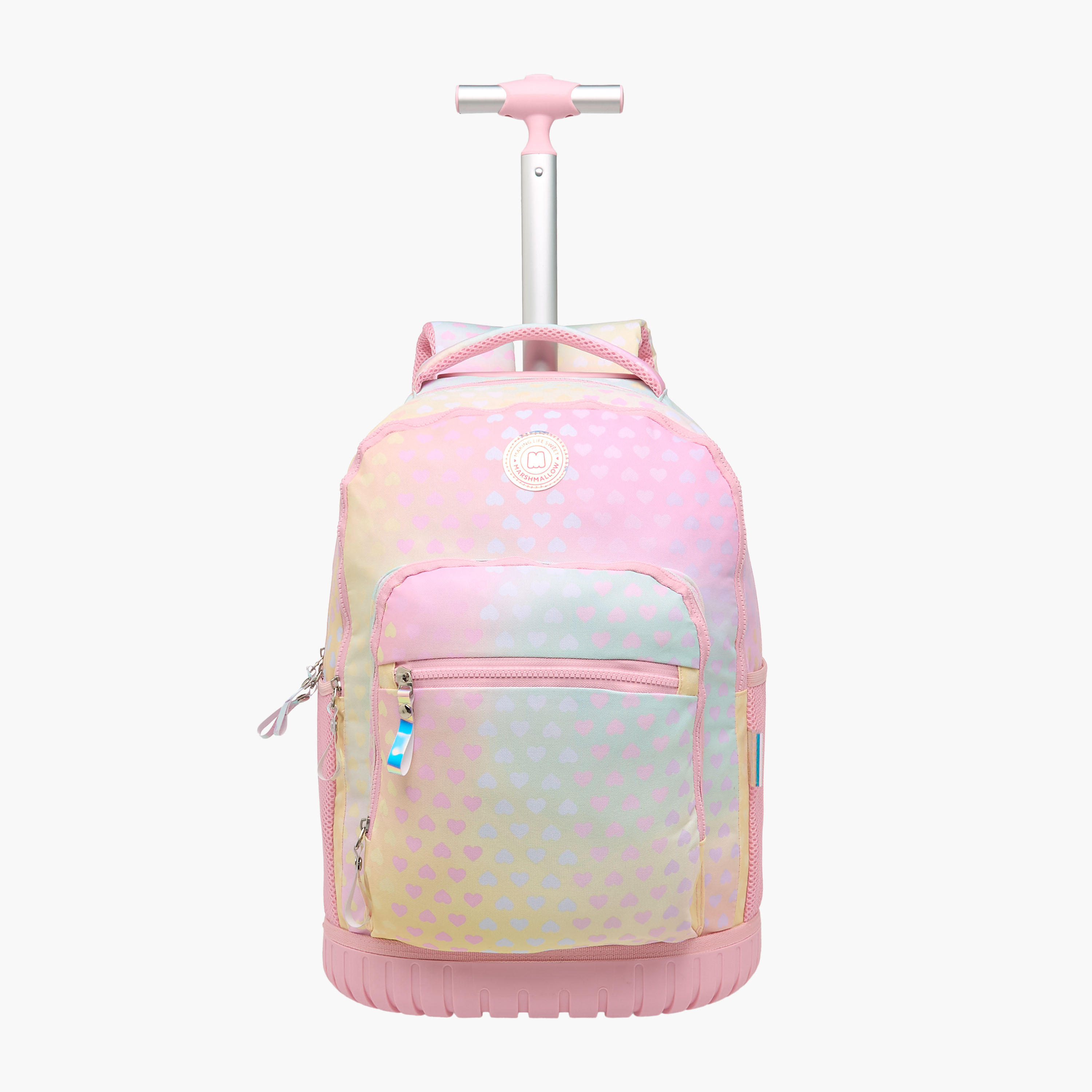 MARSHMALLOW Heart Print Trolley Bag for Girls 13 Years+ with Retractable Handle - 35 L-school-bagsandbackpacks-trolleybags-image-1