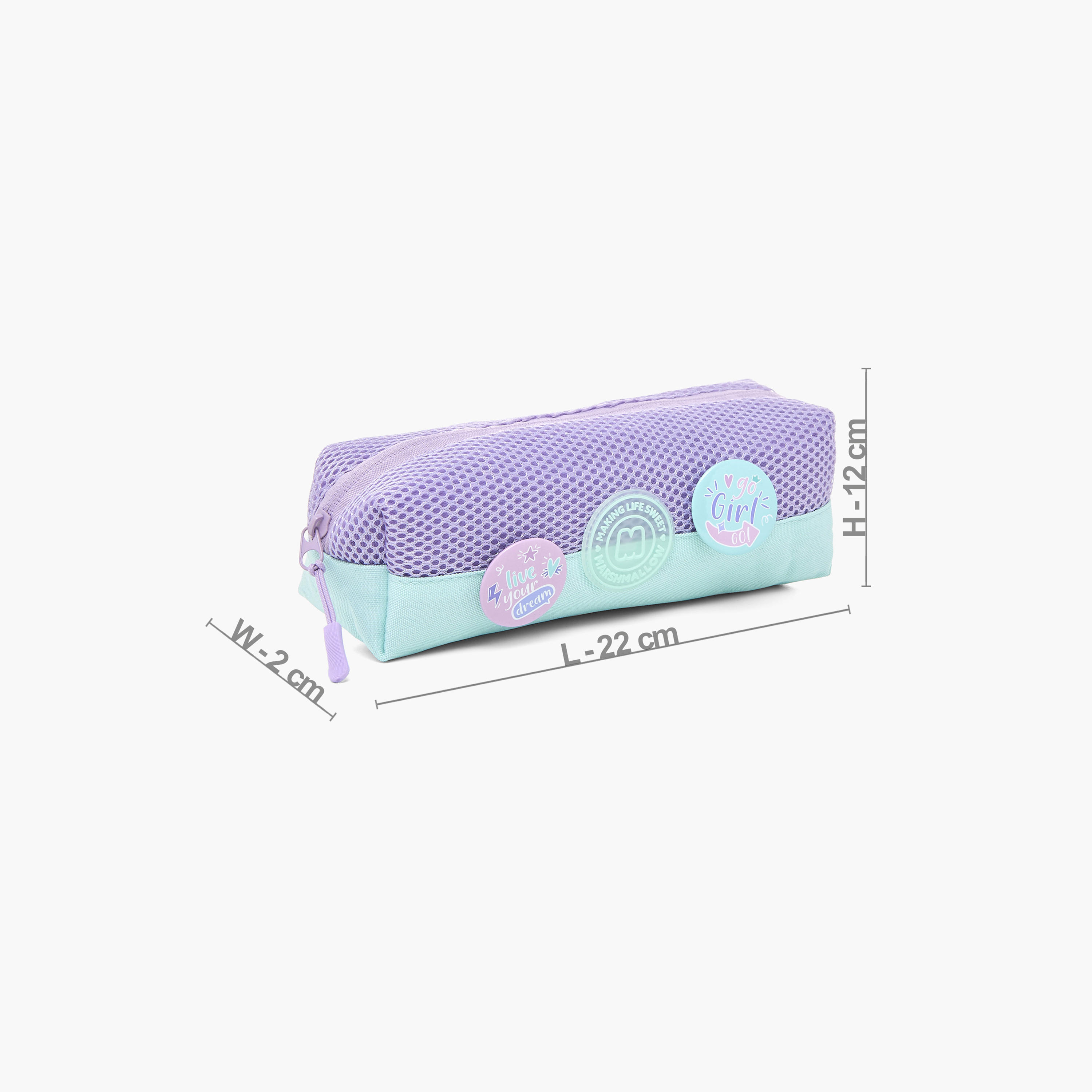 MARSHMALLOW Badge Detail Pencil Pouch with Zip Closure-school-stationery-pencilcases-image-2