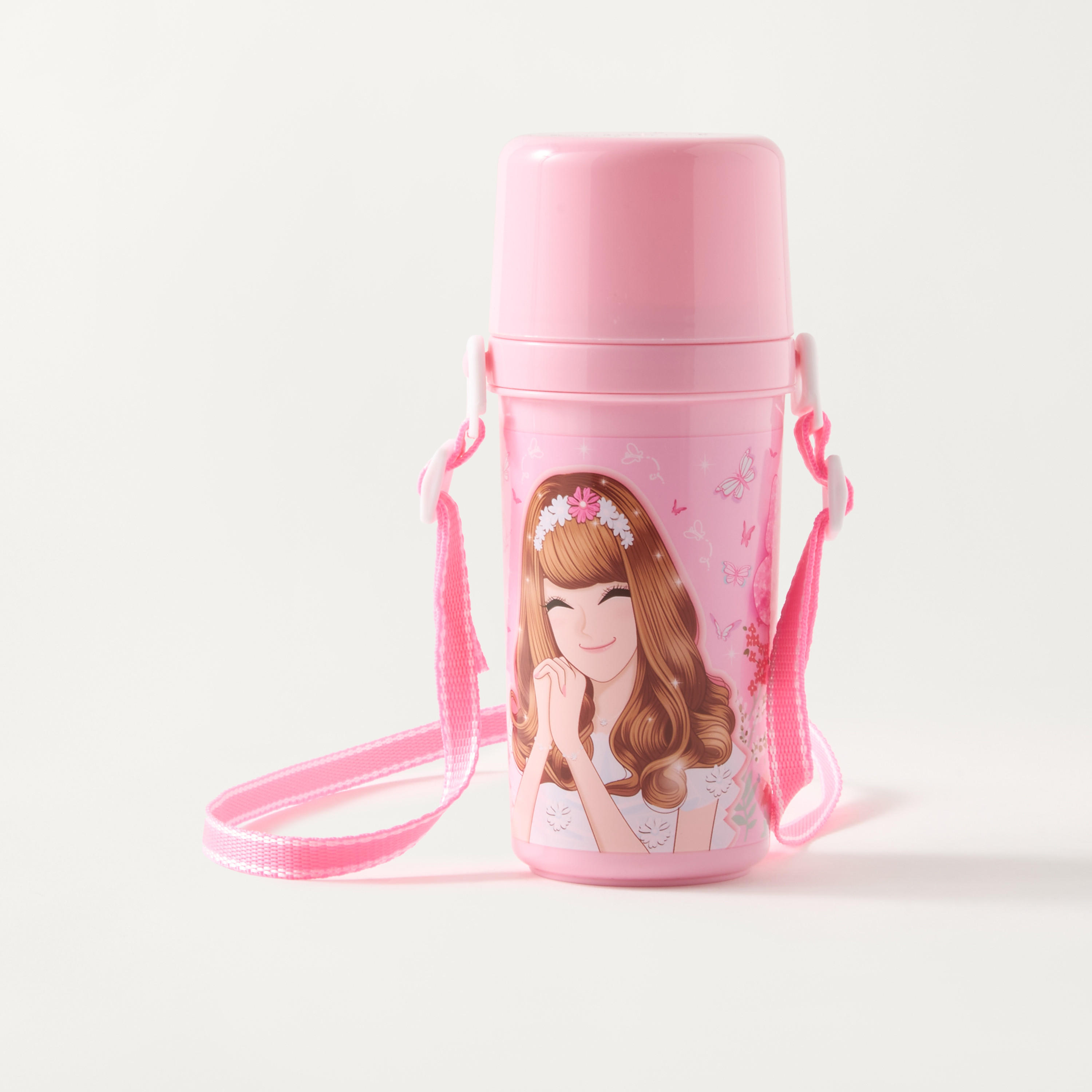 Minmie Mermaid Print Water Bottle with Detachable Strap - 450 ml-school-waterbottles-image-1
