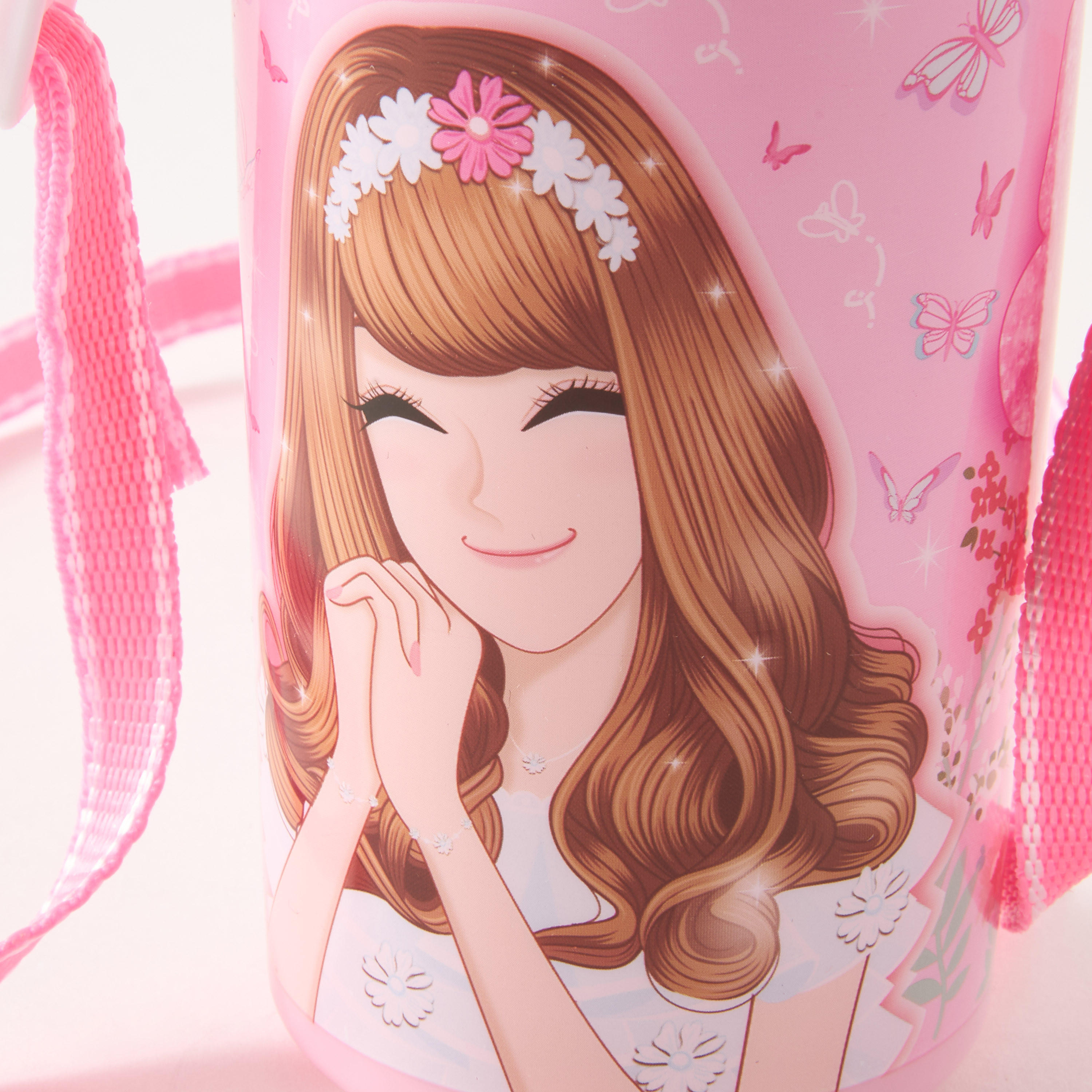 Minmie Mermaid Print Water Bottle with Detachable Strap - 450 ml-school-waterbottles-image-5