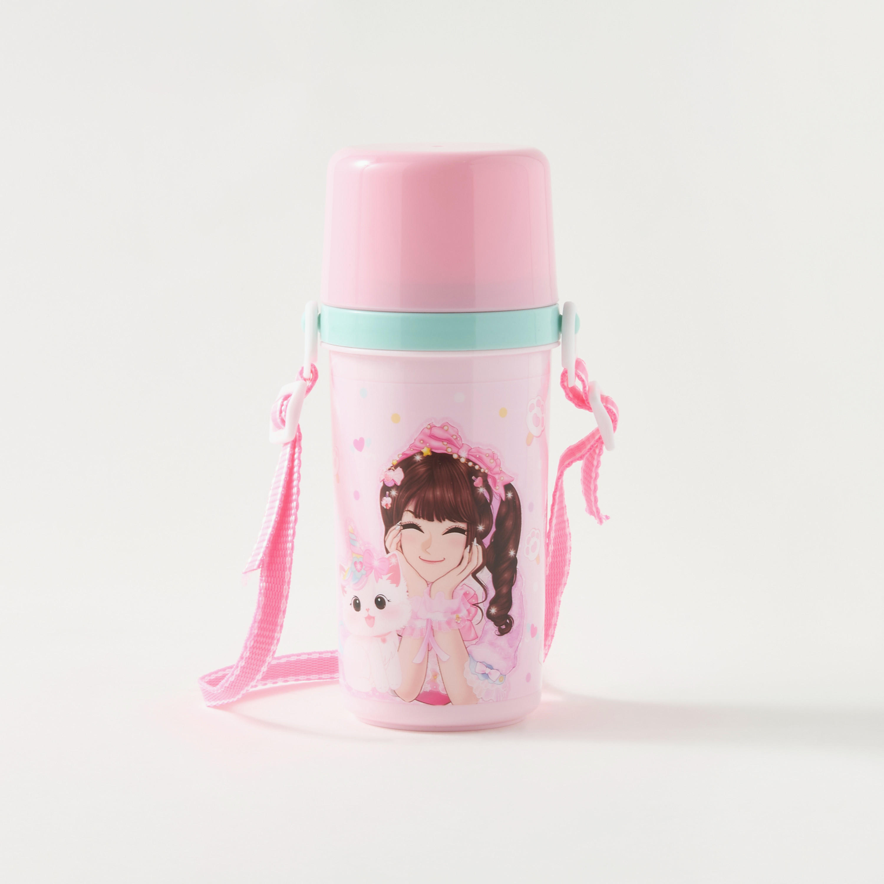 Minmie Mermaid Print Water Bottle with Detachable Strap - 450 ml-school-waterbottles-image-1