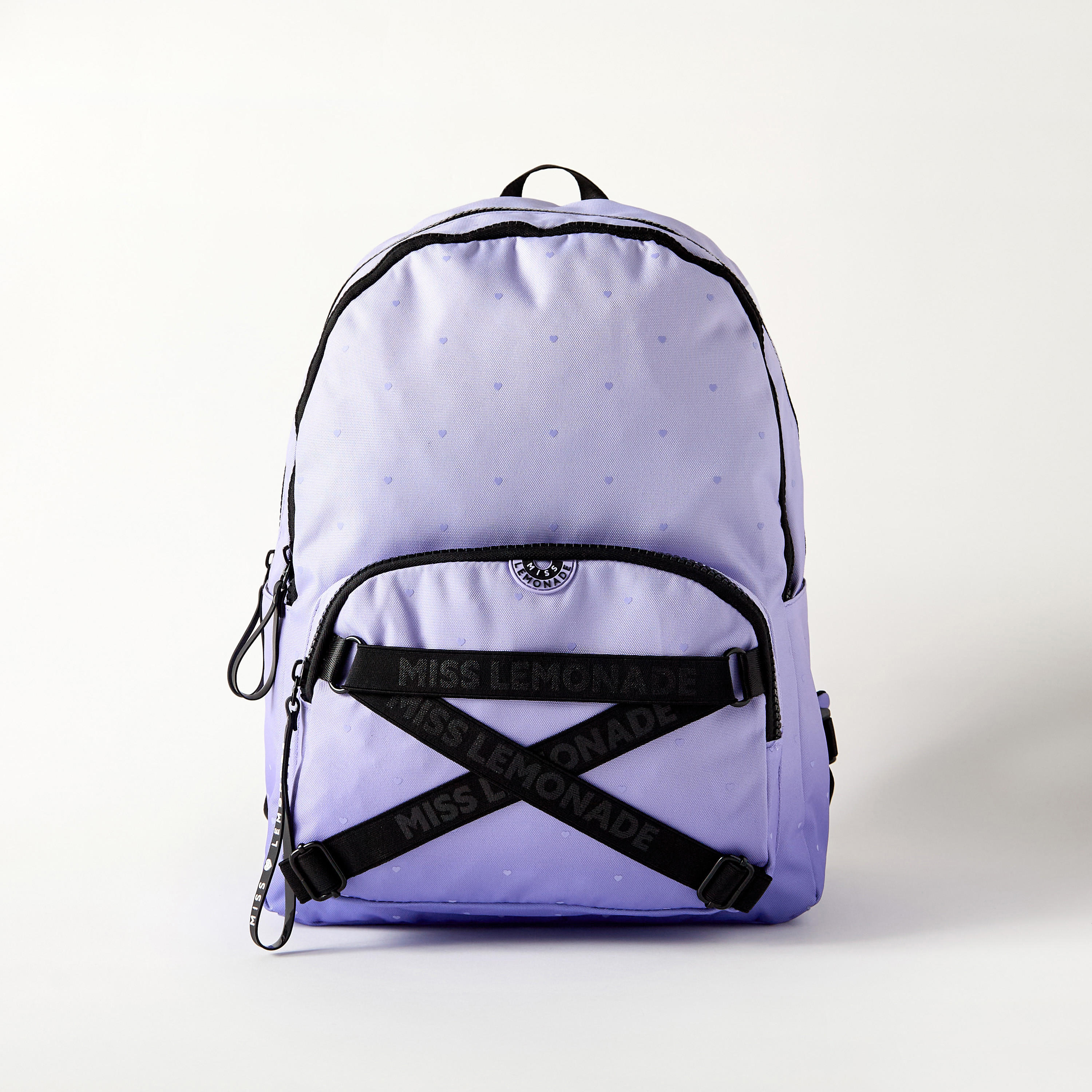 MISS LEMONADE All-Over Heart Print 16-inch Backpack with Adjustable Straps - 32x16x42 cms-school-bagsandbackpacks-backpacks-image-1
