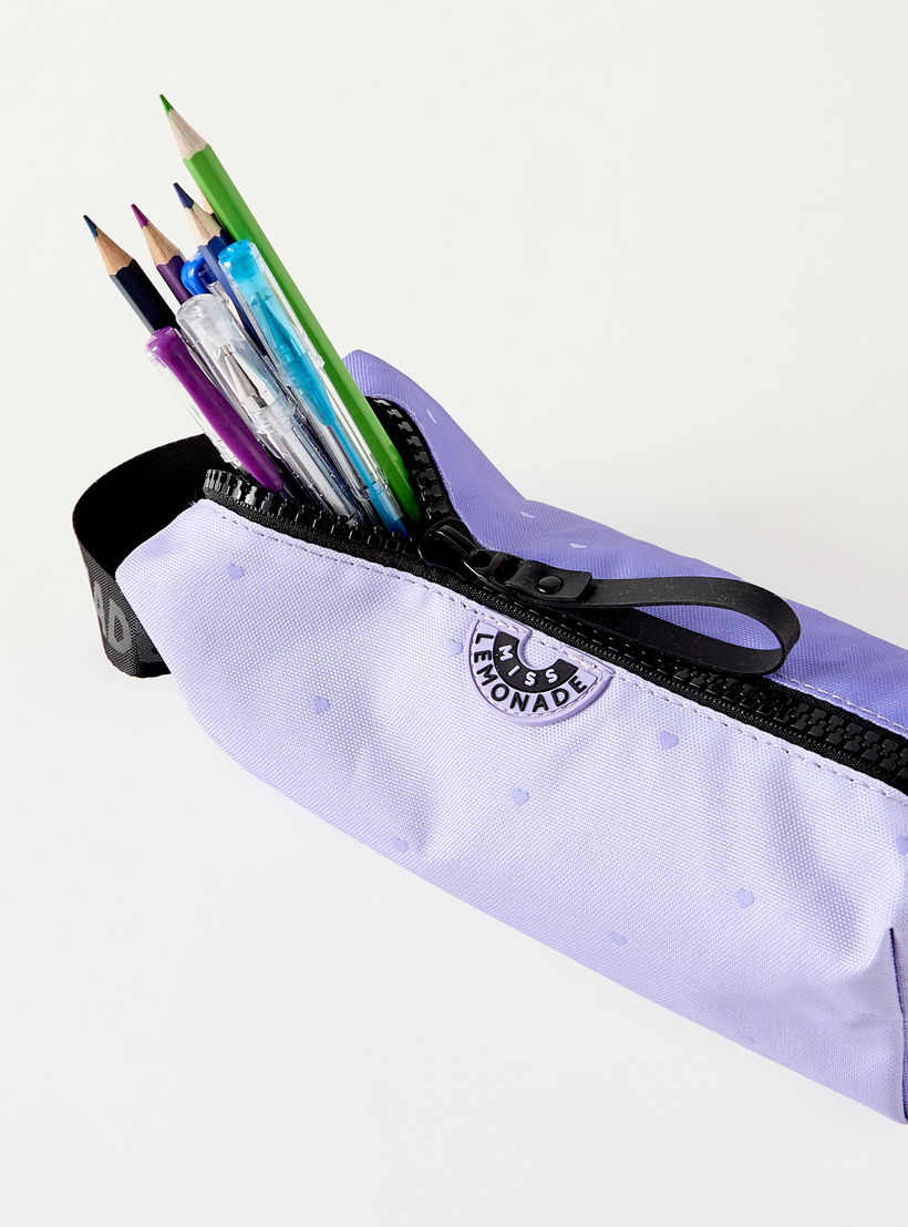 MISS LEMONADE All-Over Heart Print Pencil Pouch with Zip Closure-school-stationery-pencilcases-image-4
