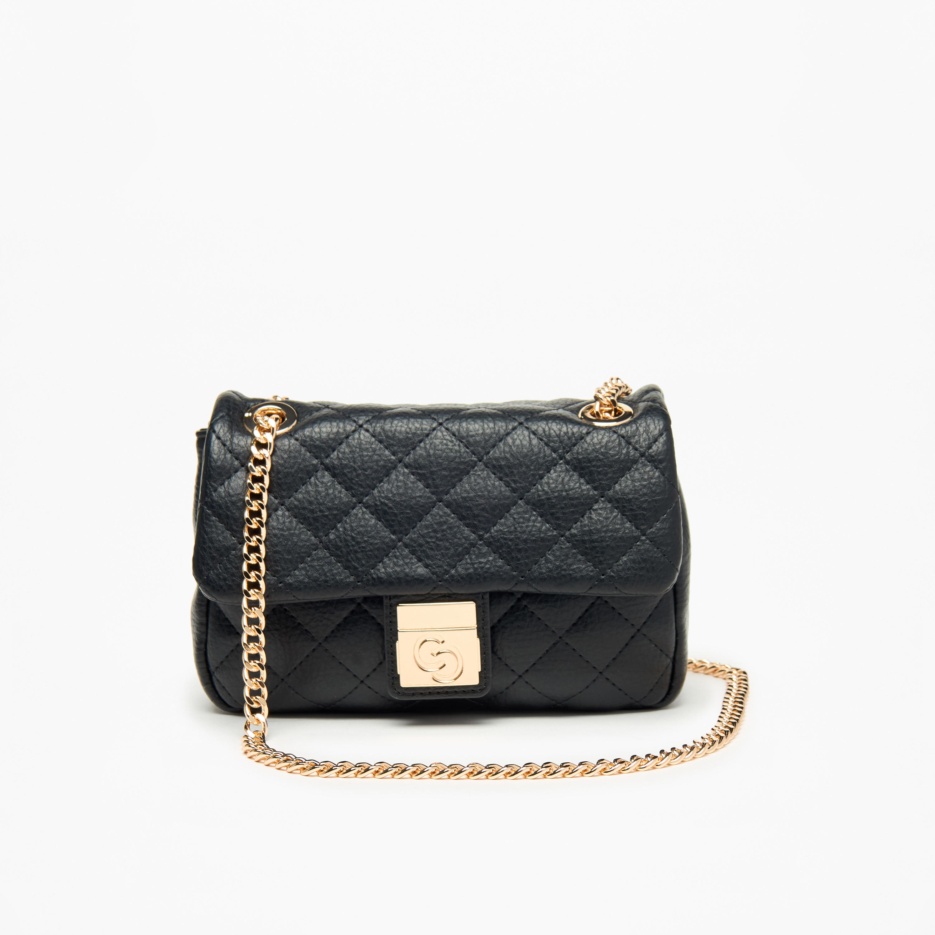 Celeste Quilted Crossbody Bag with Button Closure and Chain Strap-women-bagsandwallets-handbags-image-10