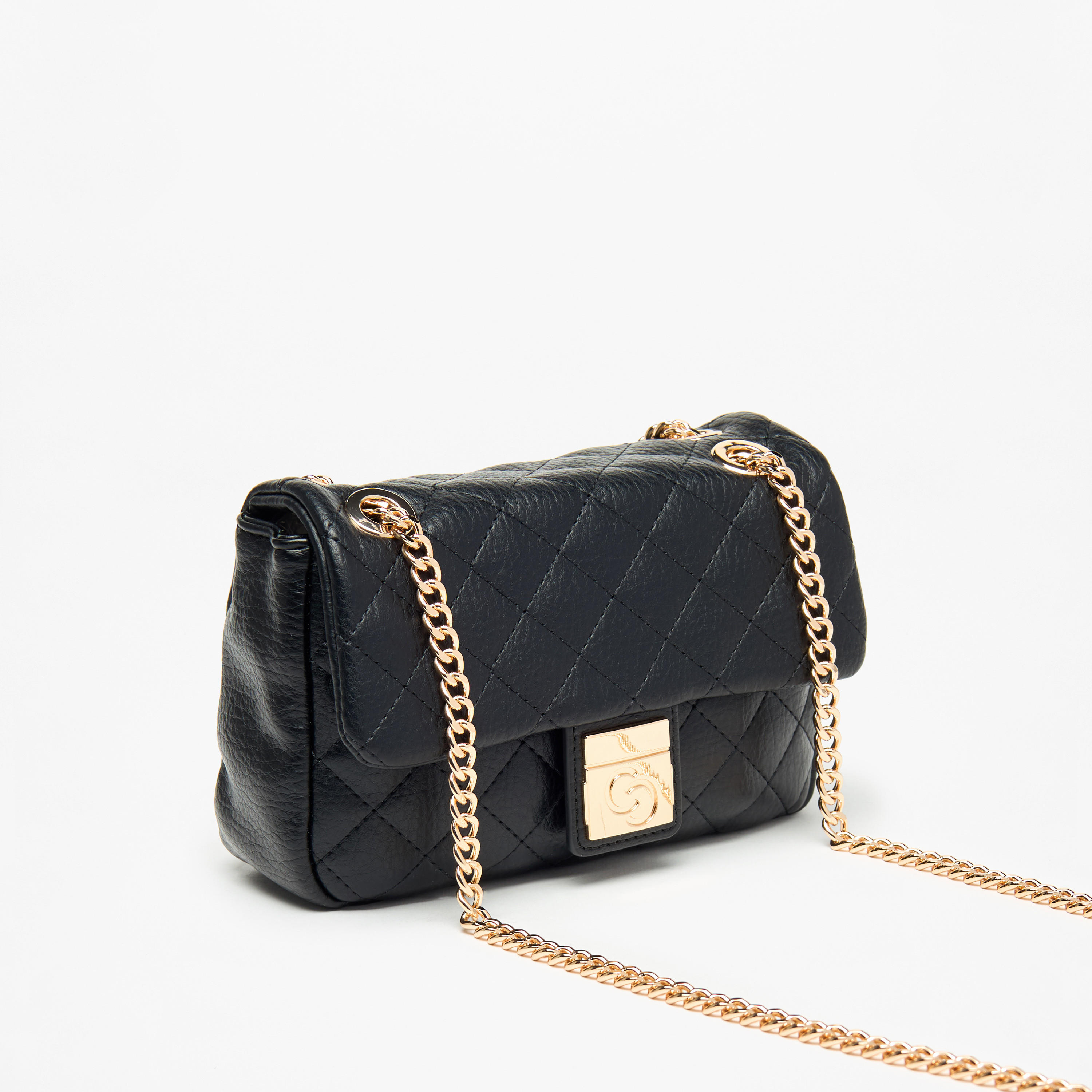 Celeste Quilted Crossbody Bag with Button Closure and Chain Strap-women-bagsandwallets-handbags-image-11